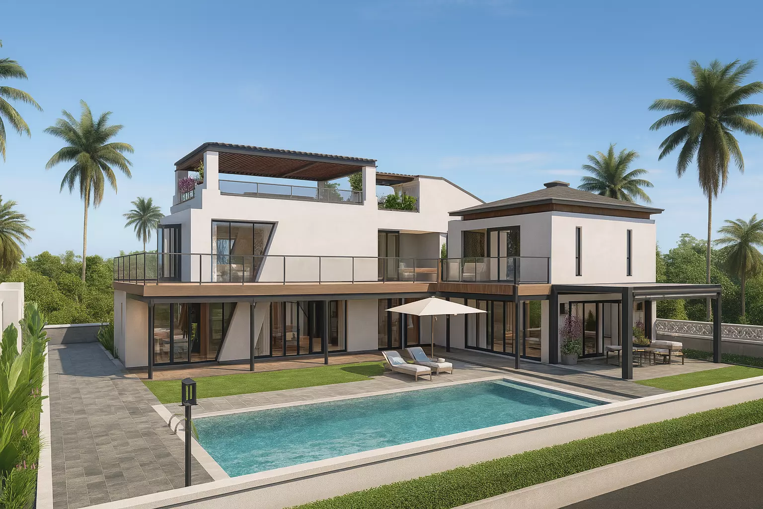 Villa - Modern House With Pool - 2 Bedroom 3D model