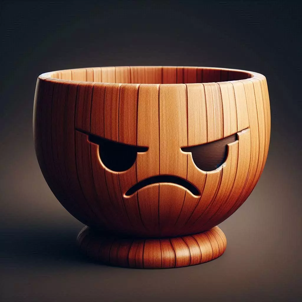 Grumpy Cartoon Wooden Bowl 3D print model
