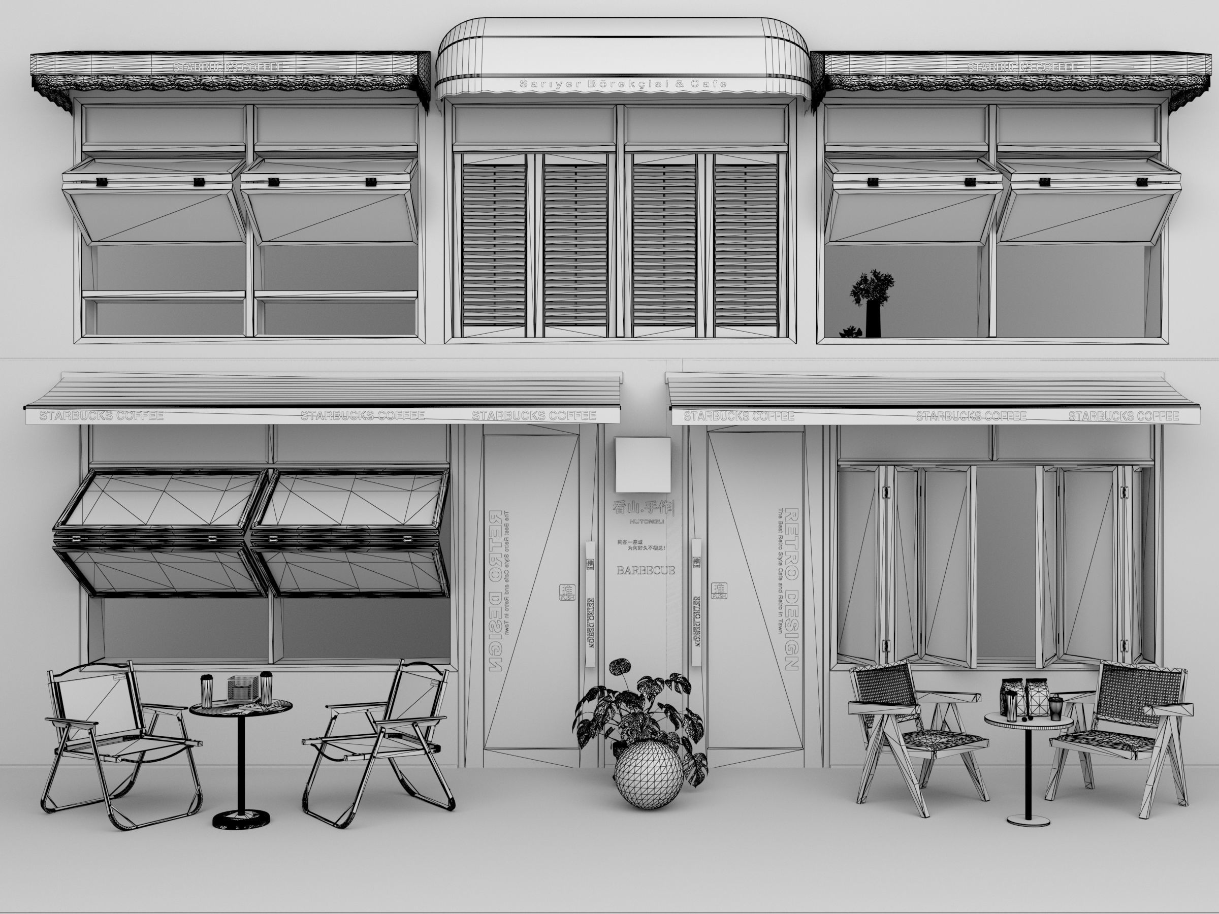 Coffee shop Low-poly 3D model_2