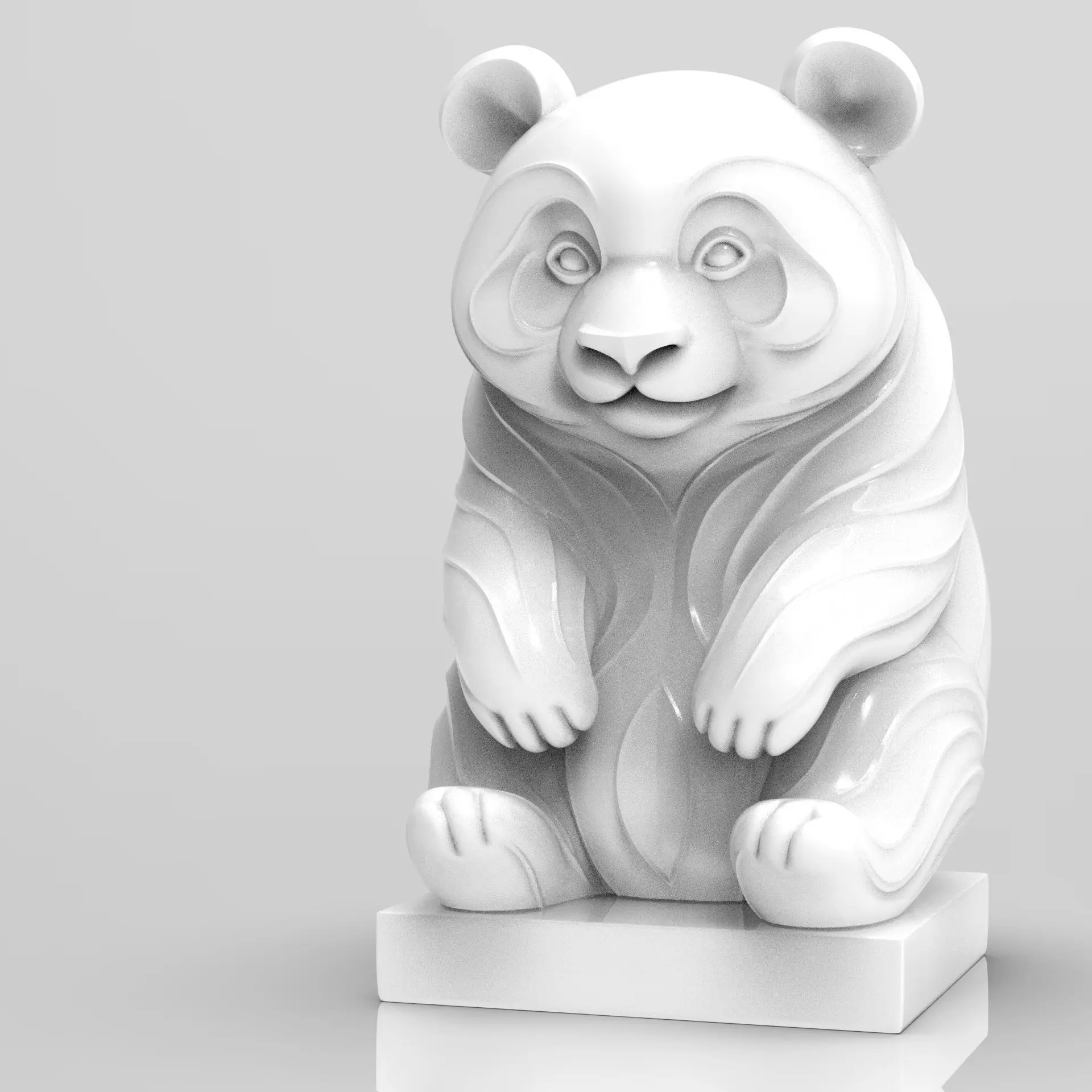 Mystical Panda Statue Minimalist 3D print model_0