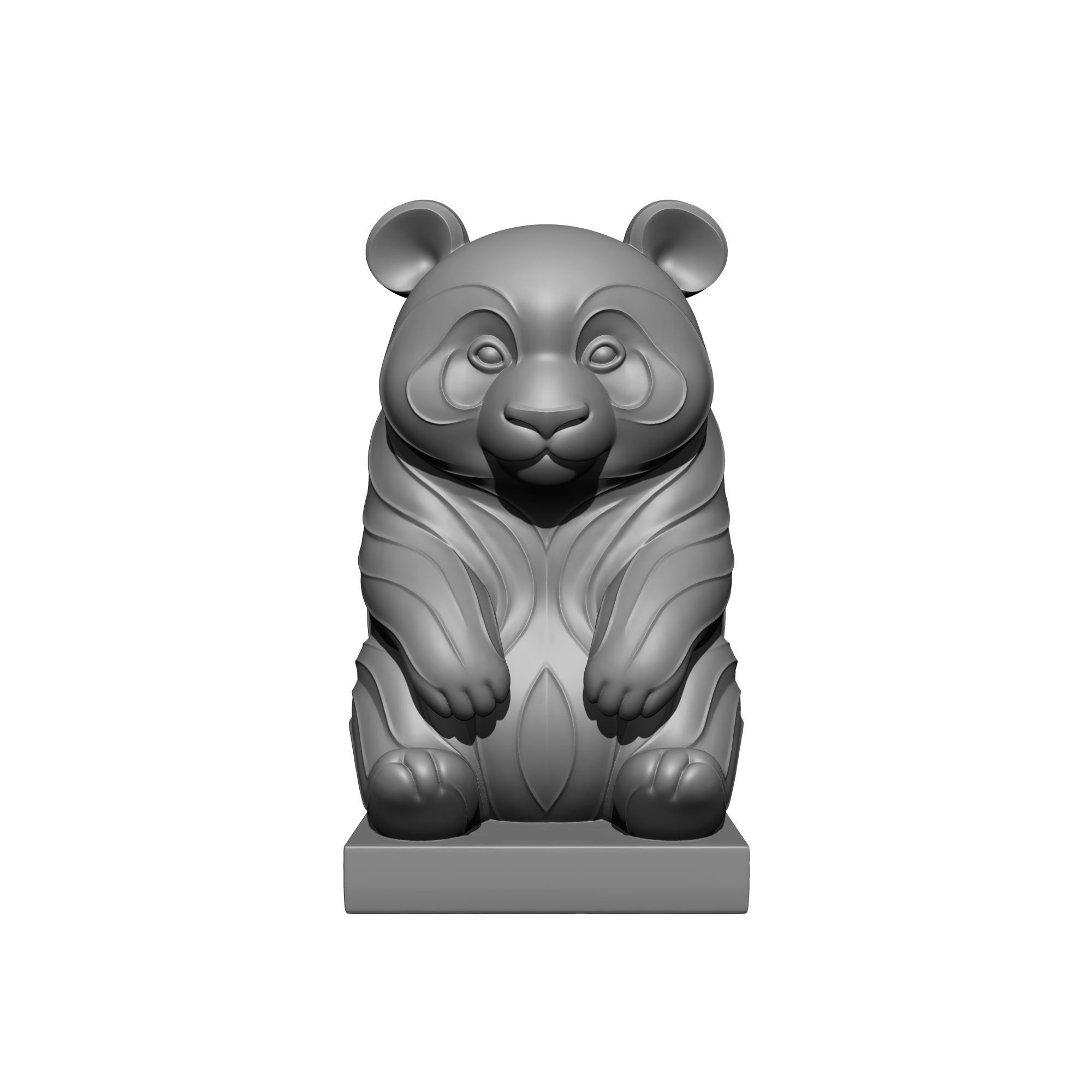 Mystical Panda Statue Minimalist 3D print model_6