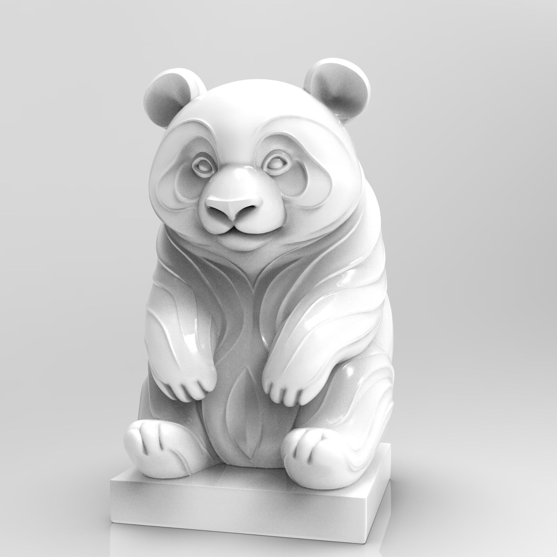 Mystical Panda Statue Minimalist 3D print model_2