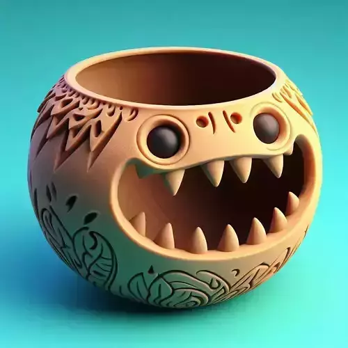 Cartoon Tribal Face Ashtray 3D print model
