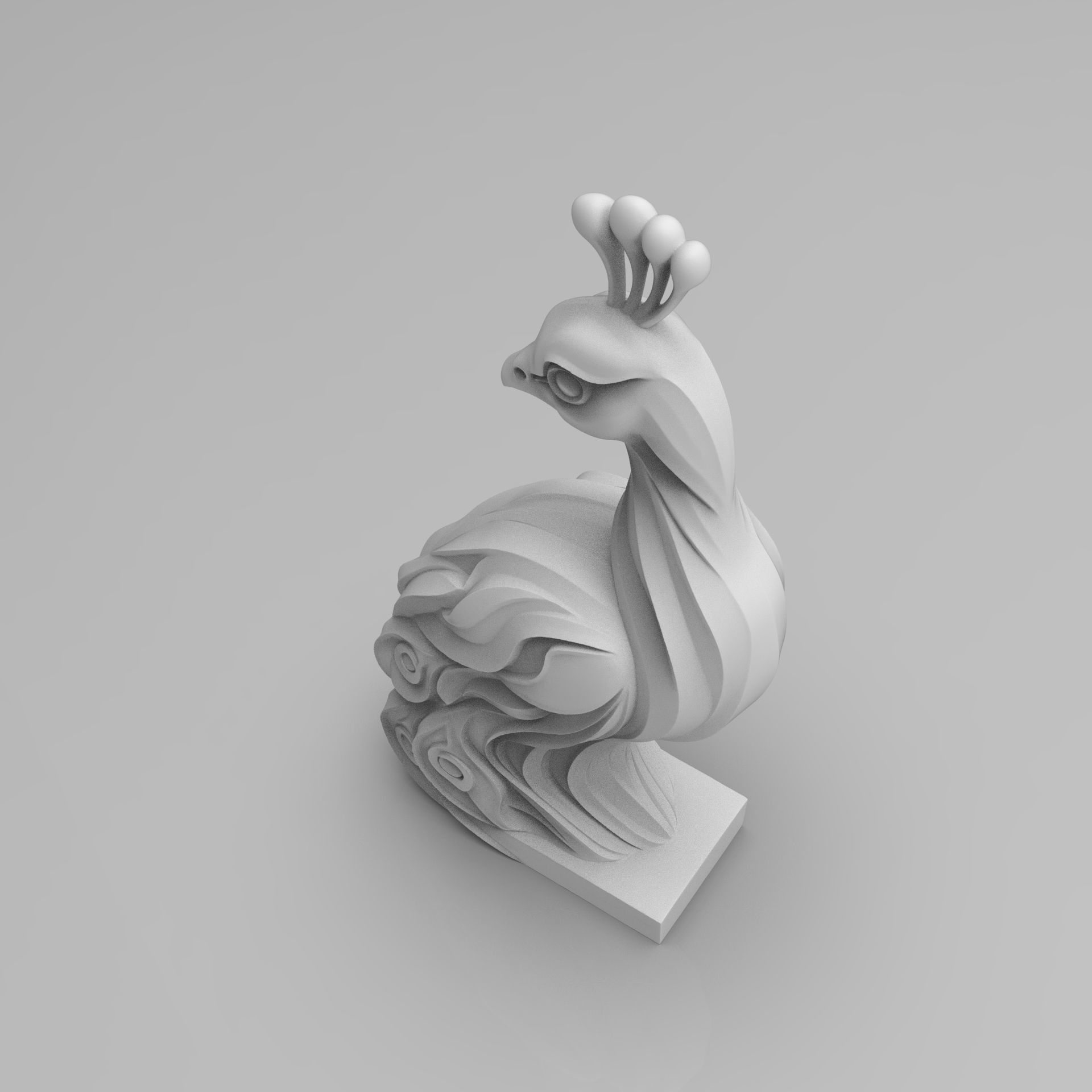 Mystical Peacock Statue Minimalist 3D print model_2