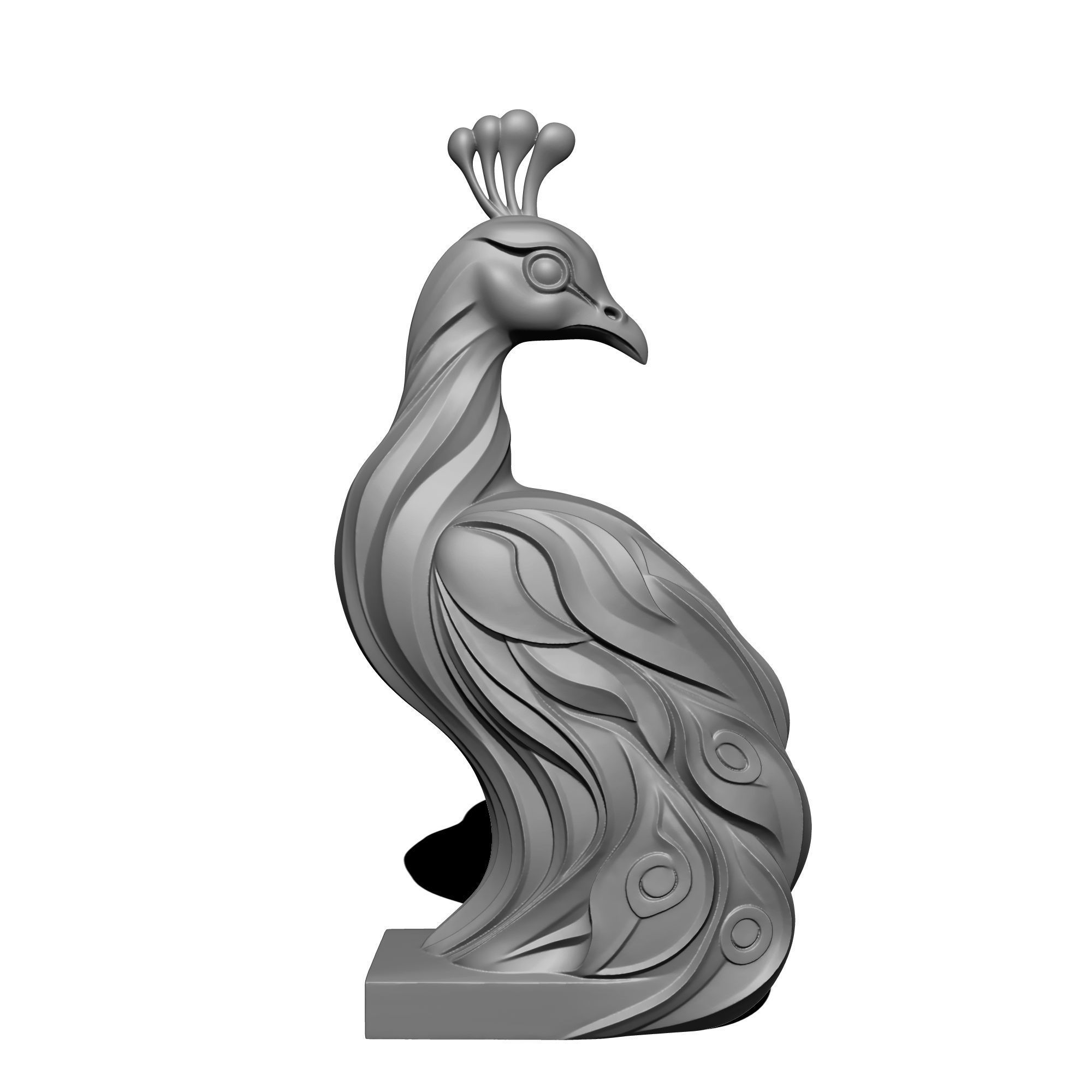 Mystical Peacock Statue Minimalist 3D print model_6