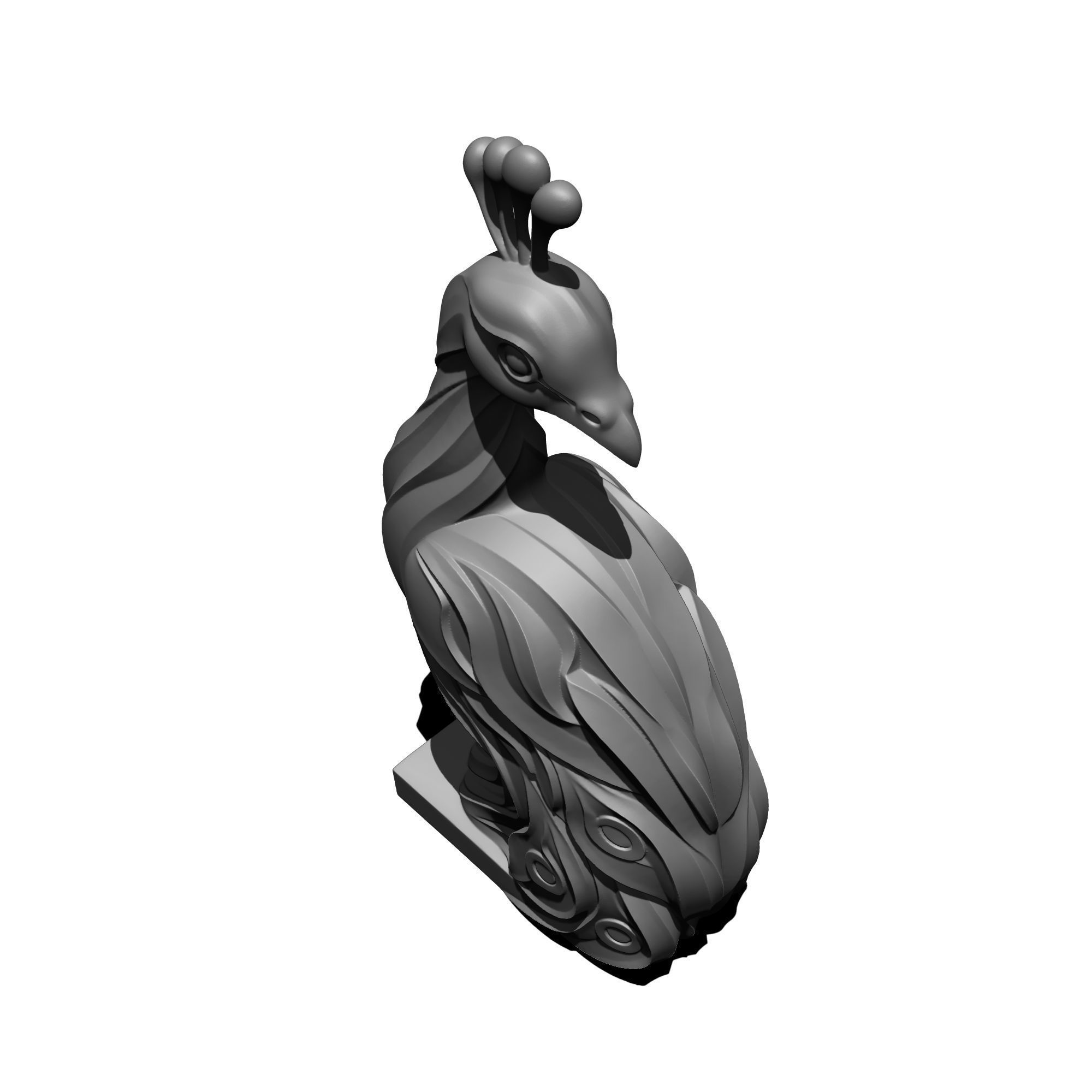 Mystical Peacock Statue Minimalist 3D print model_5