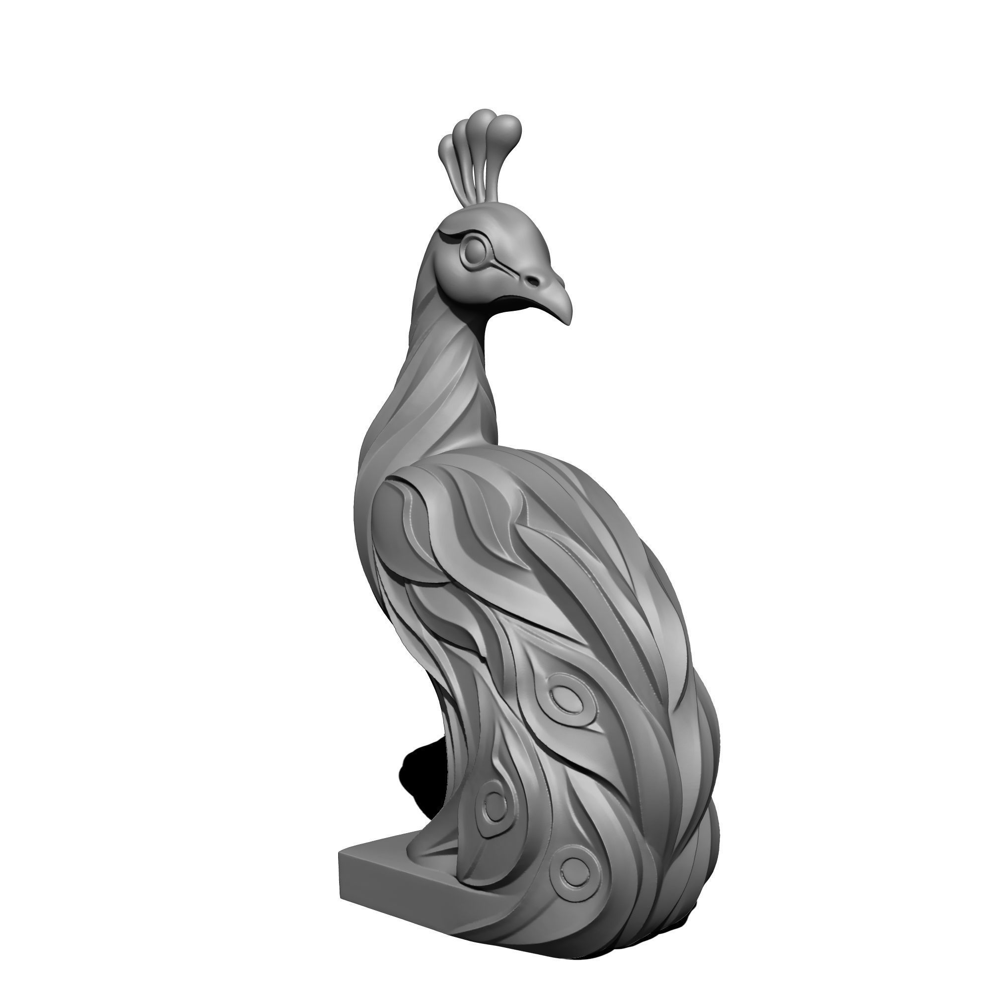Mystical Peacock Statue Minimalist 3D print model_4
