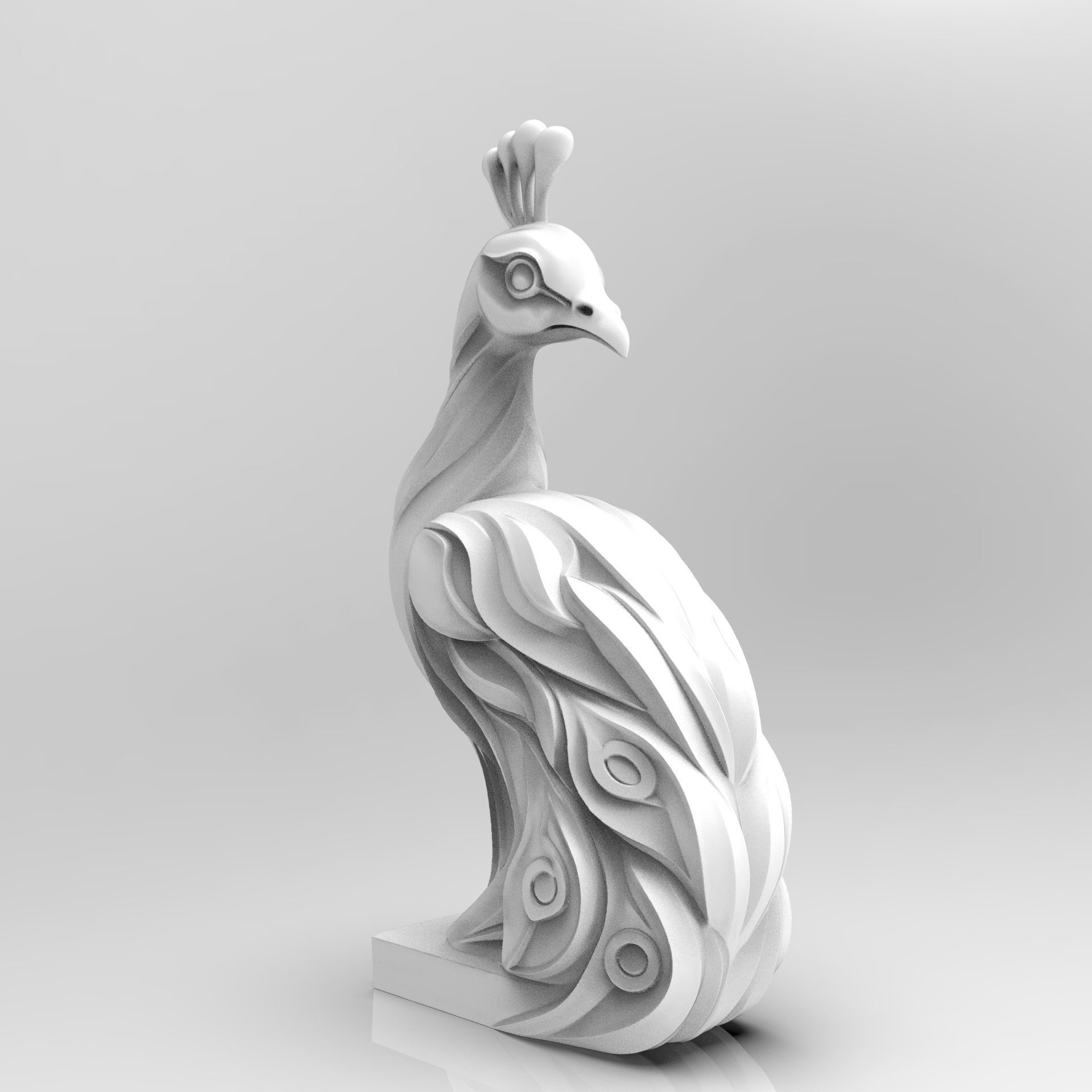 Mystical Peacock Statue Minimalist 3D print model_1