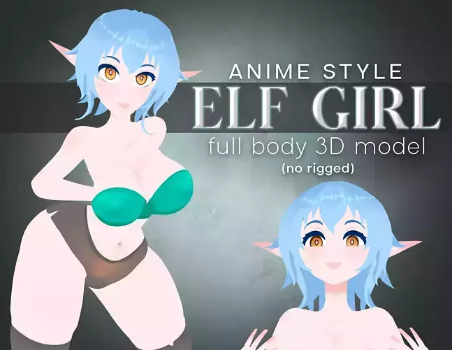 Anime-Style Elf Girl 3D Model