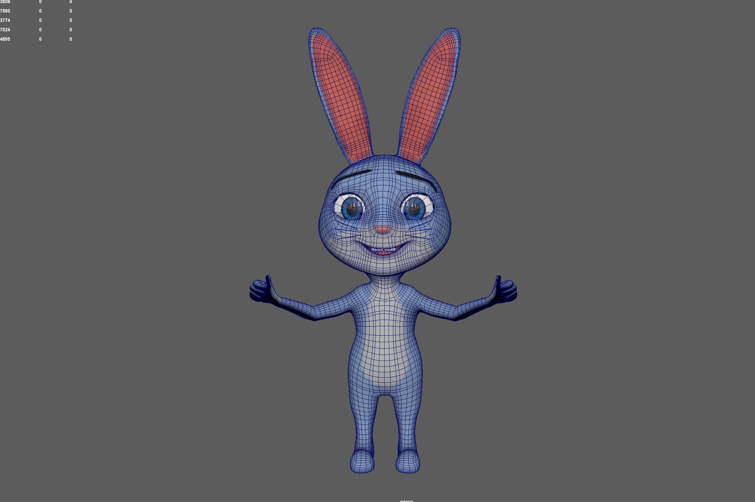 3D Rabbit Character Model Low-poly Low-poly 3D model_16