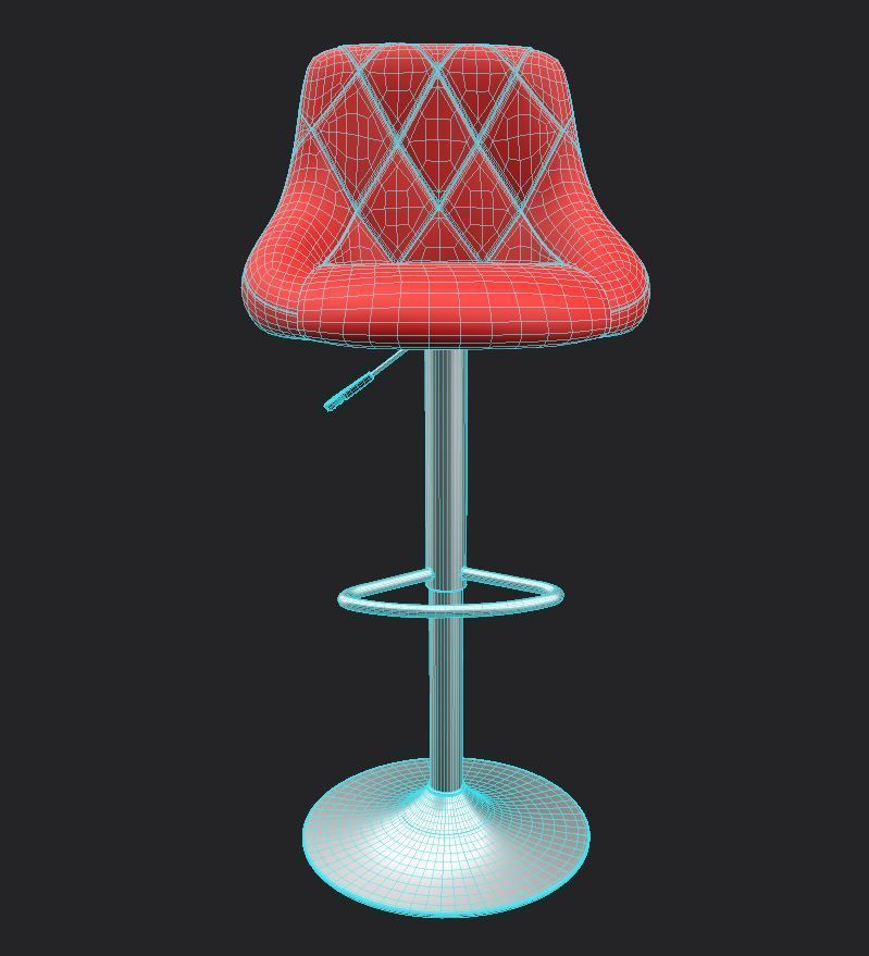 Barstool Low-poly 3D model_2