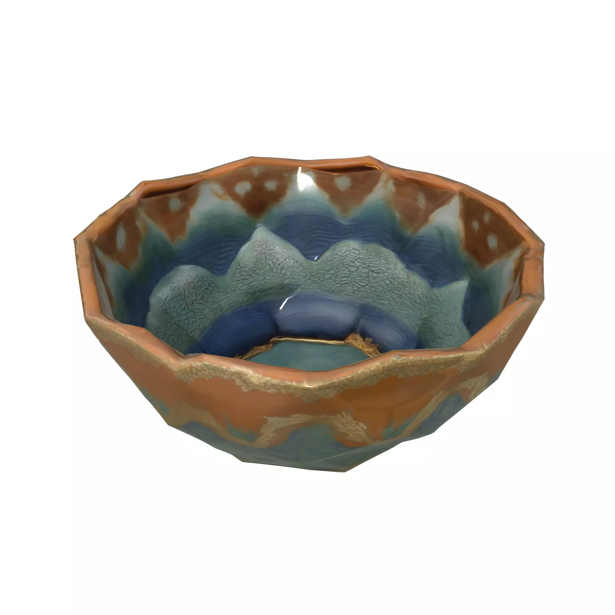 Colorful pattern bowl Low-poly 3D model_0