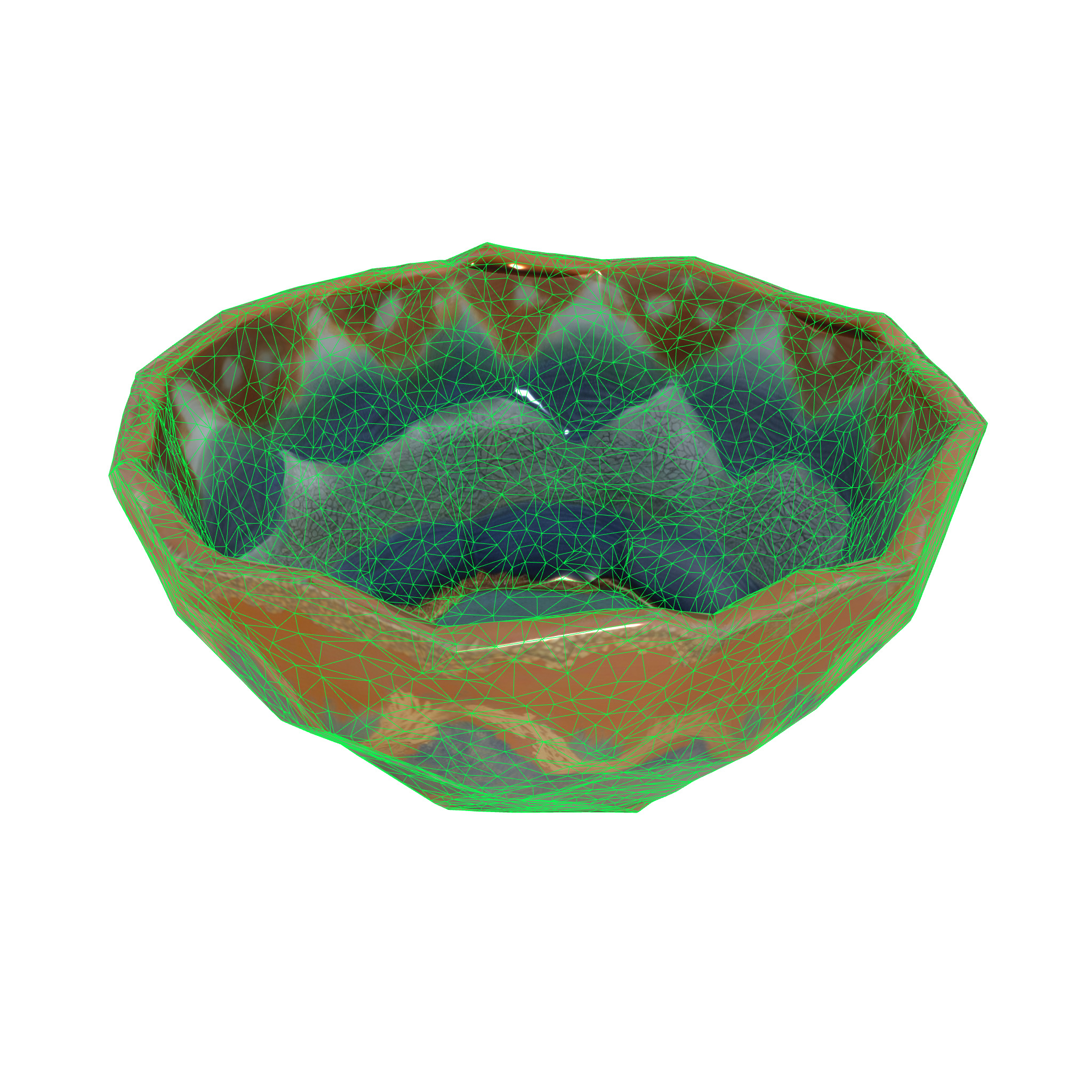 Colorful pattern bowl Low-poly 3D model_5