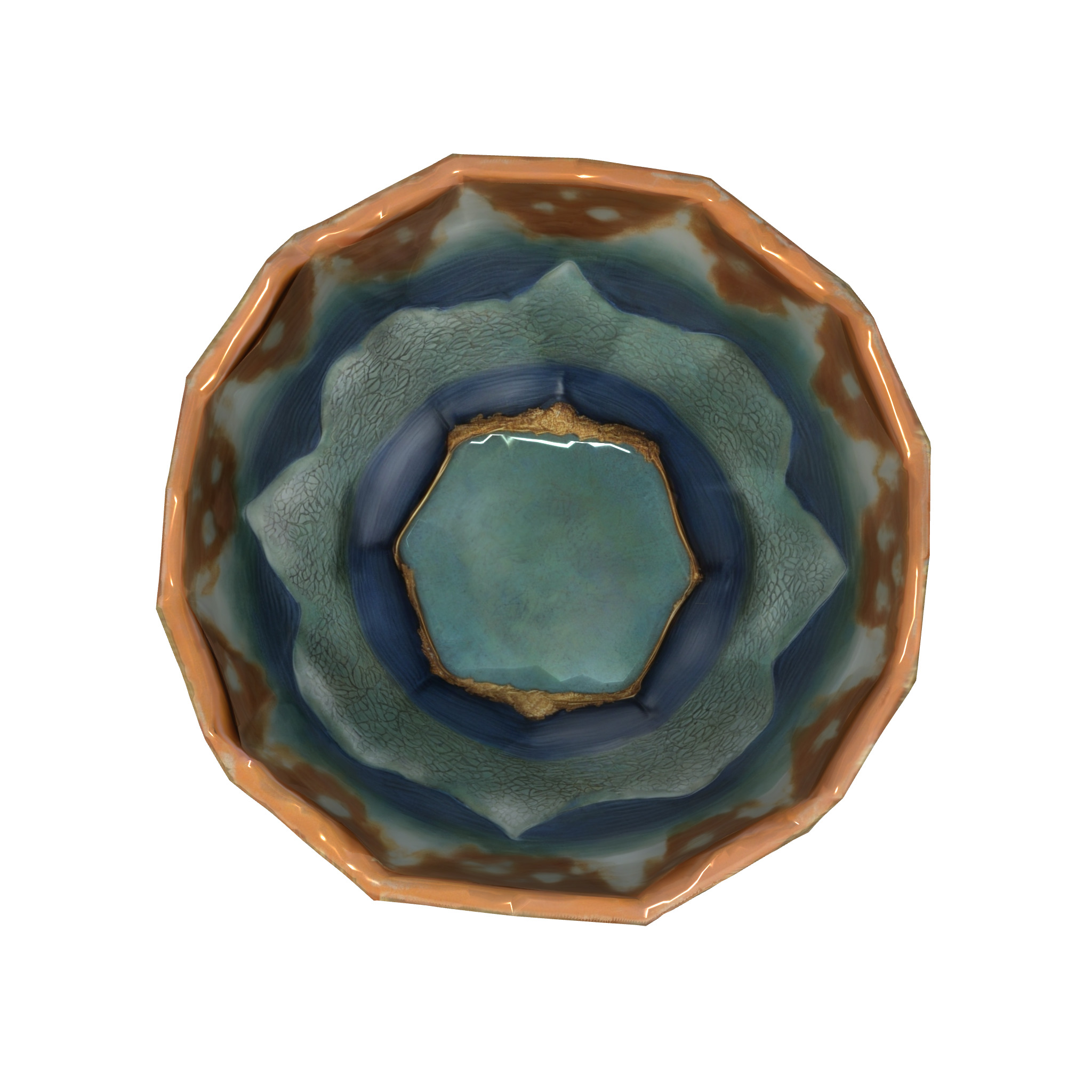 Colorful pattern bowl Low-poly 3D model_2