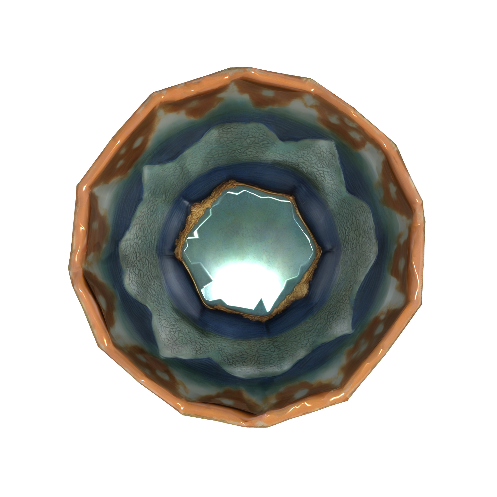 Colorful pattern bowl Low-poly 3D model_3