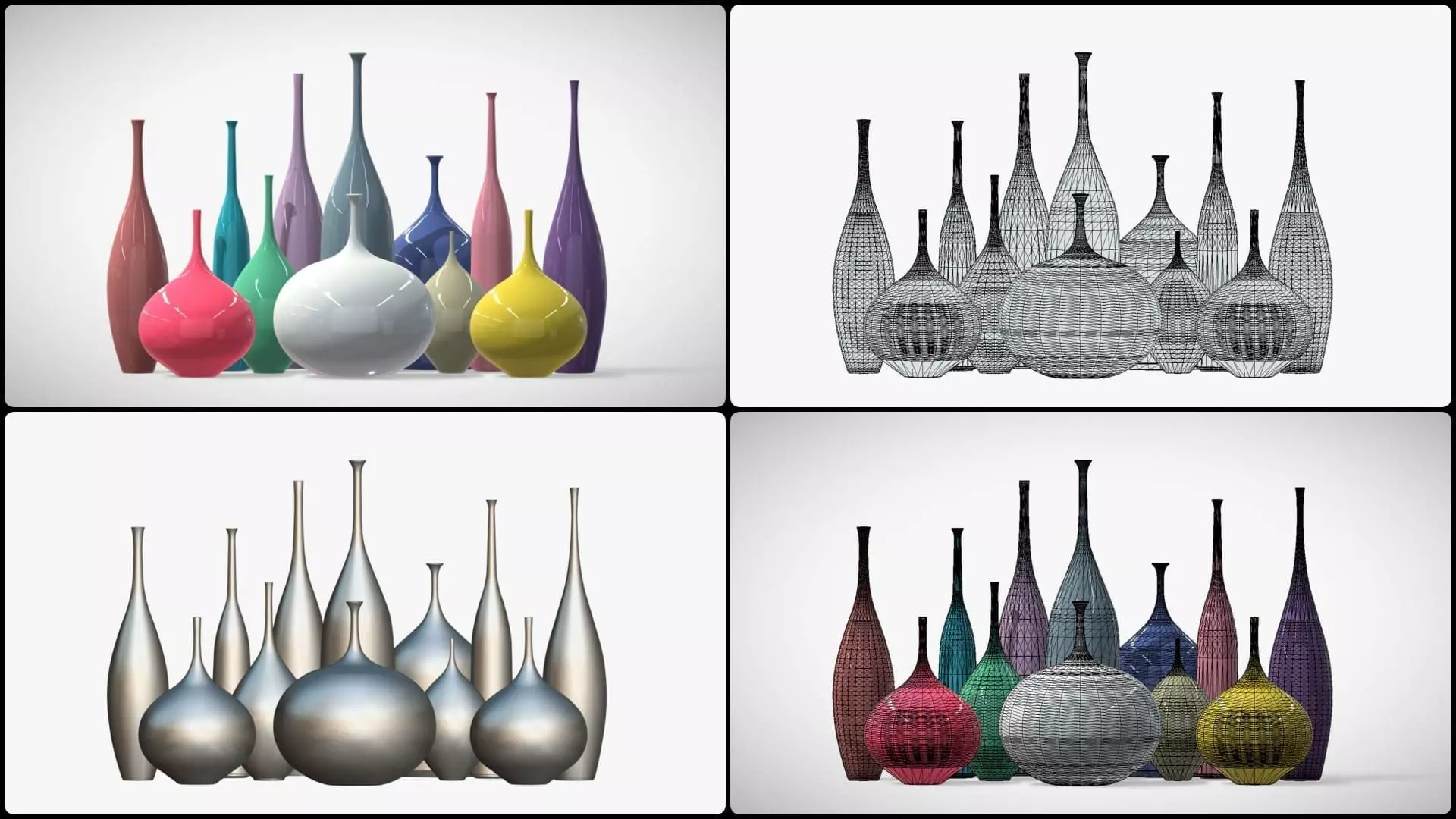 12 Porcelain Vessels Pack- Low Poly Flower Pots Free low-poly 3D model_12