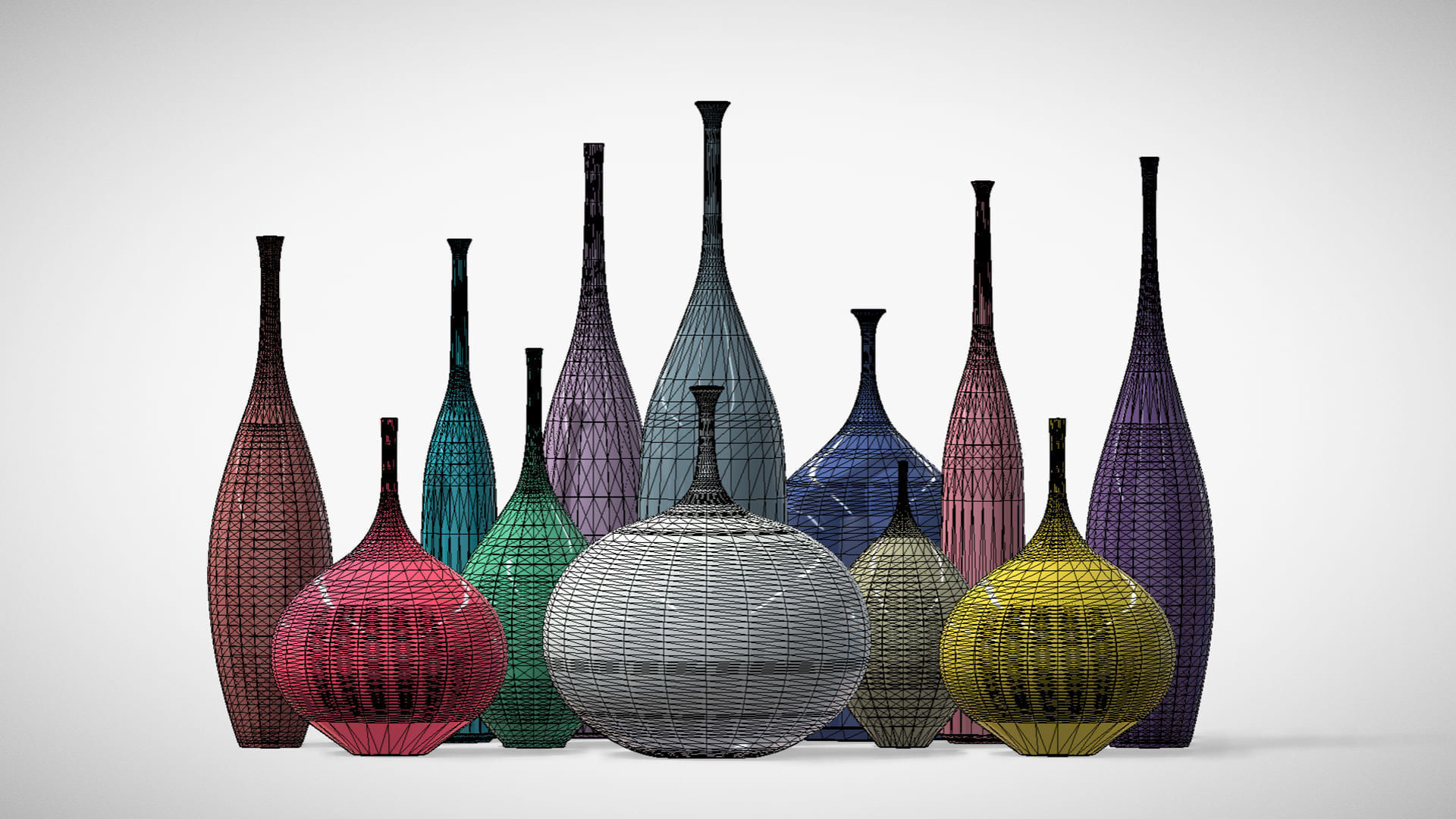 12 Porcelain Vessels Pack- Low Poly Flower Pots Free low-poly 3D model_32