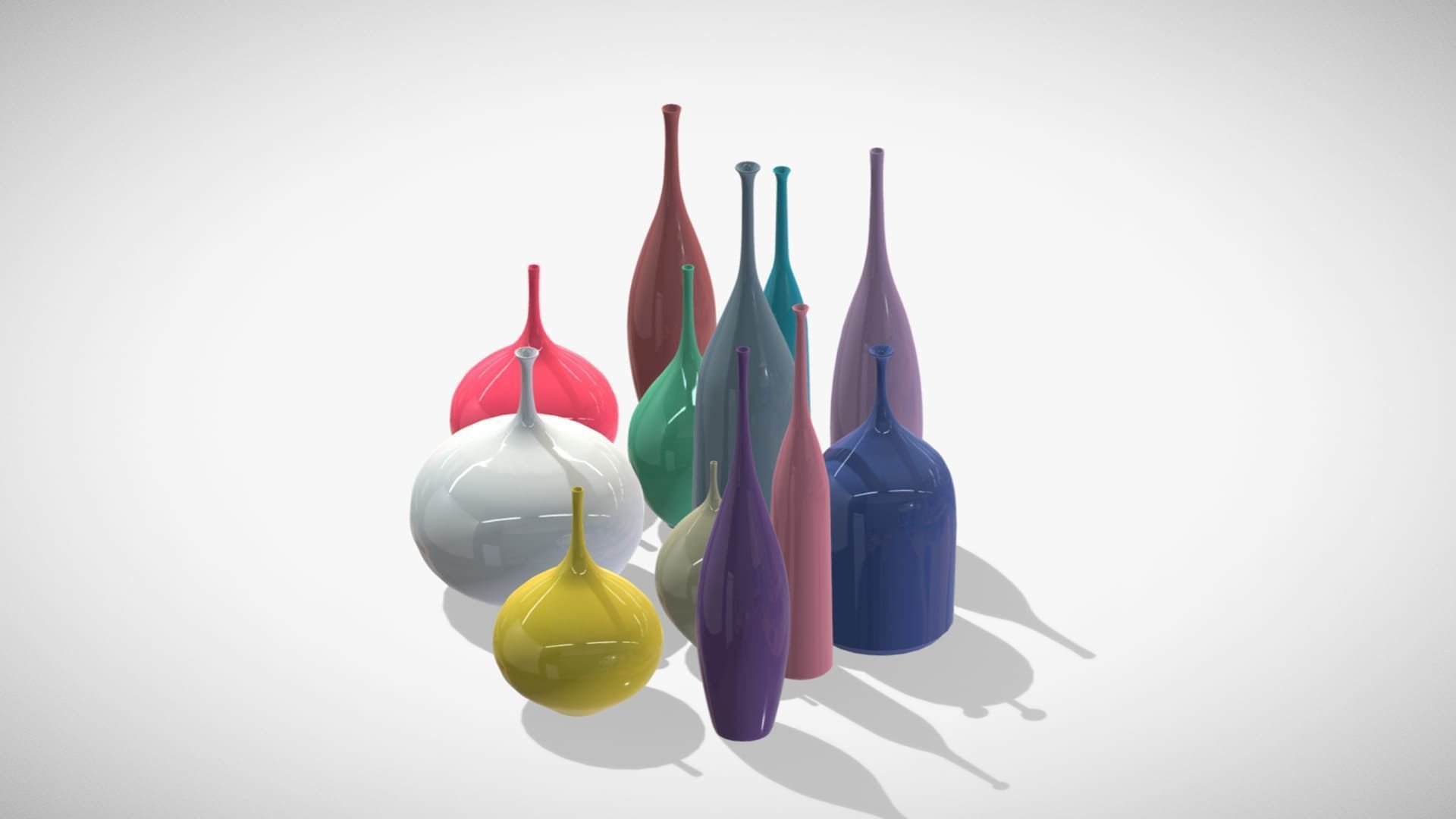 12 Porcelain Vessels Pack- Low Poly Flower Pots Free low-poly 3D model_18