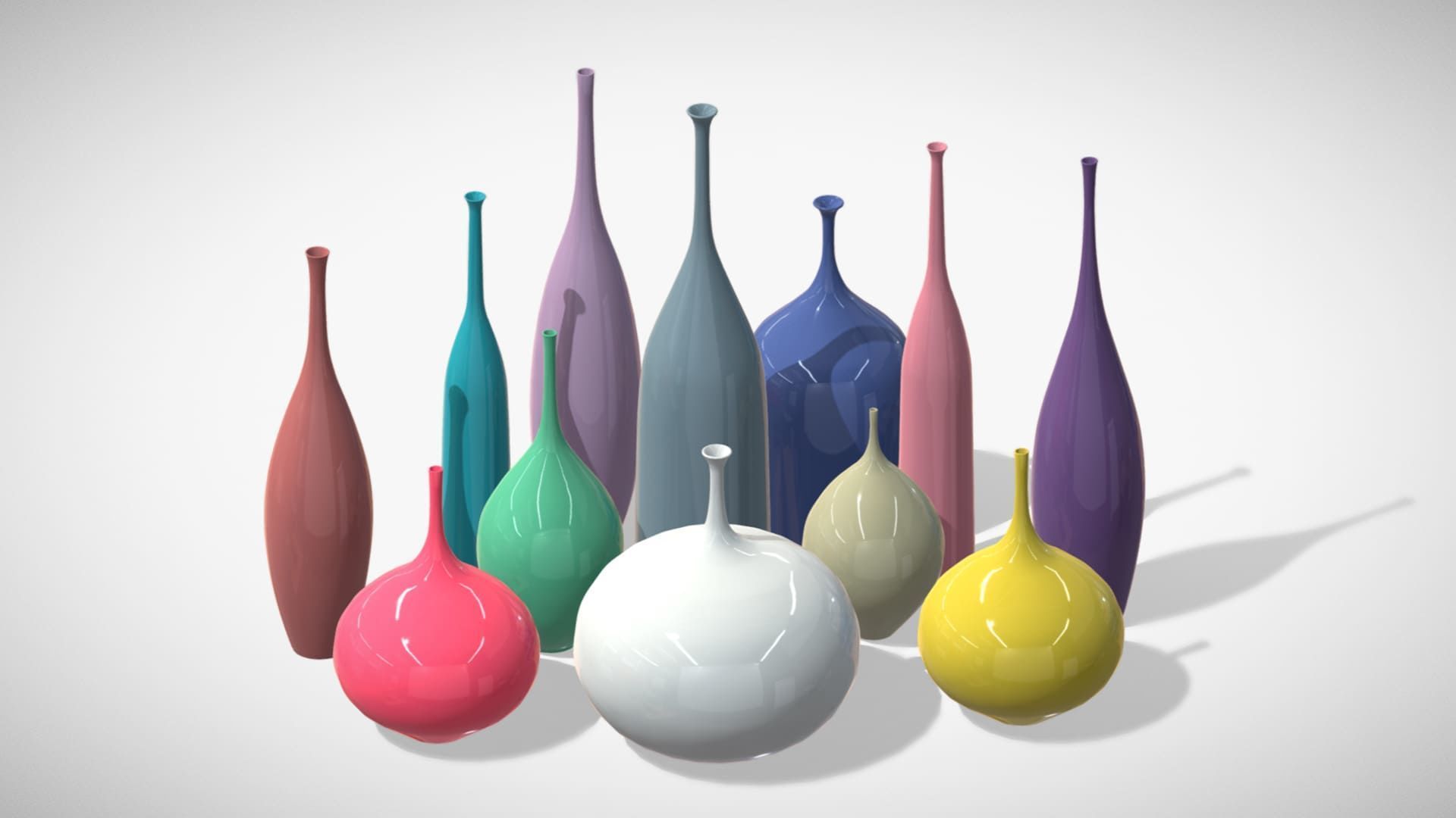 12 Porcelain Vessels Pack- Low Poly Flower Pots Free low-poly 3D model_14