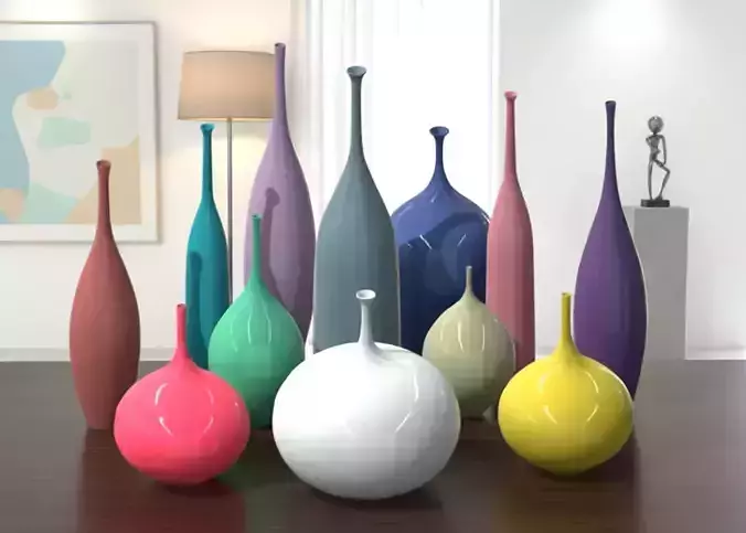 12 Porcelain Vessels Pack- Low Poly Flower Pots Free low-poly 3D model 12 Porcelain Vessels Pack- Low Poly Flower Pots Free low-poly 3D model