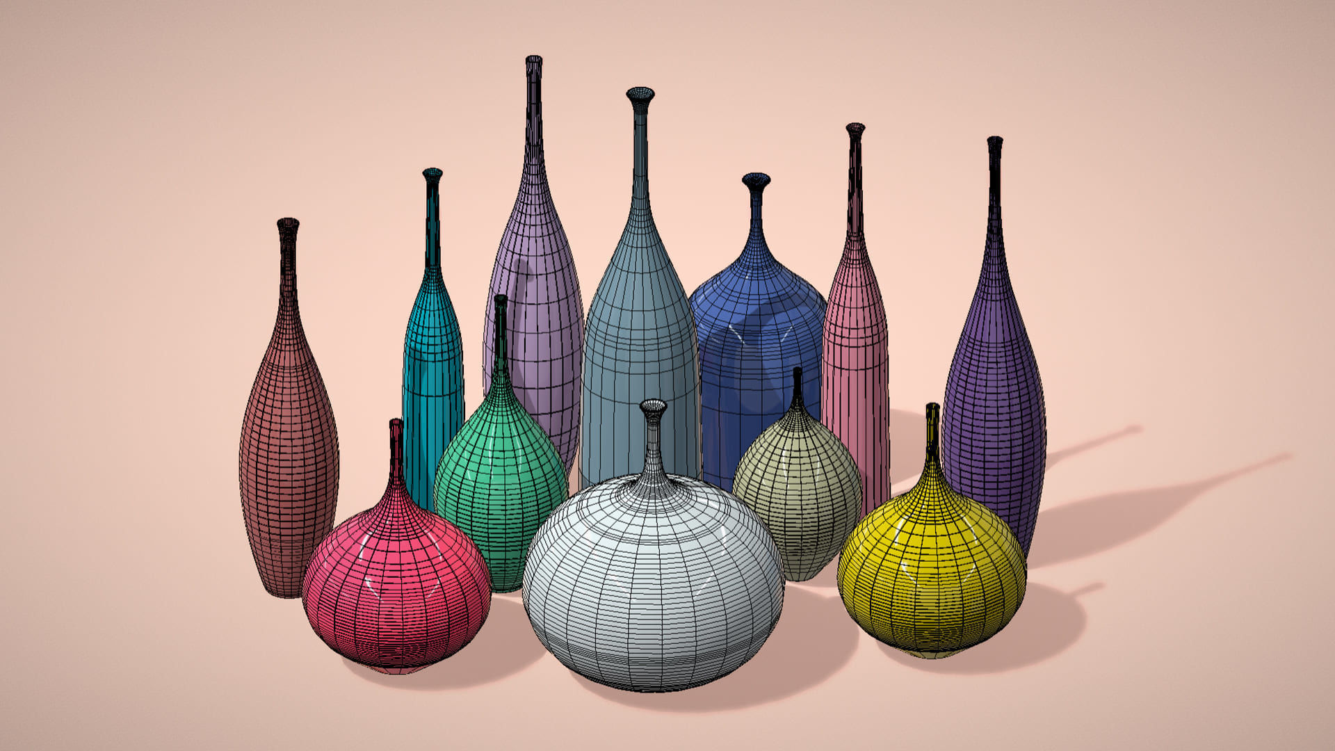 12 Porcelain Vessels Pack- Low Poly Flower Pots Free low-poly 3D model_13