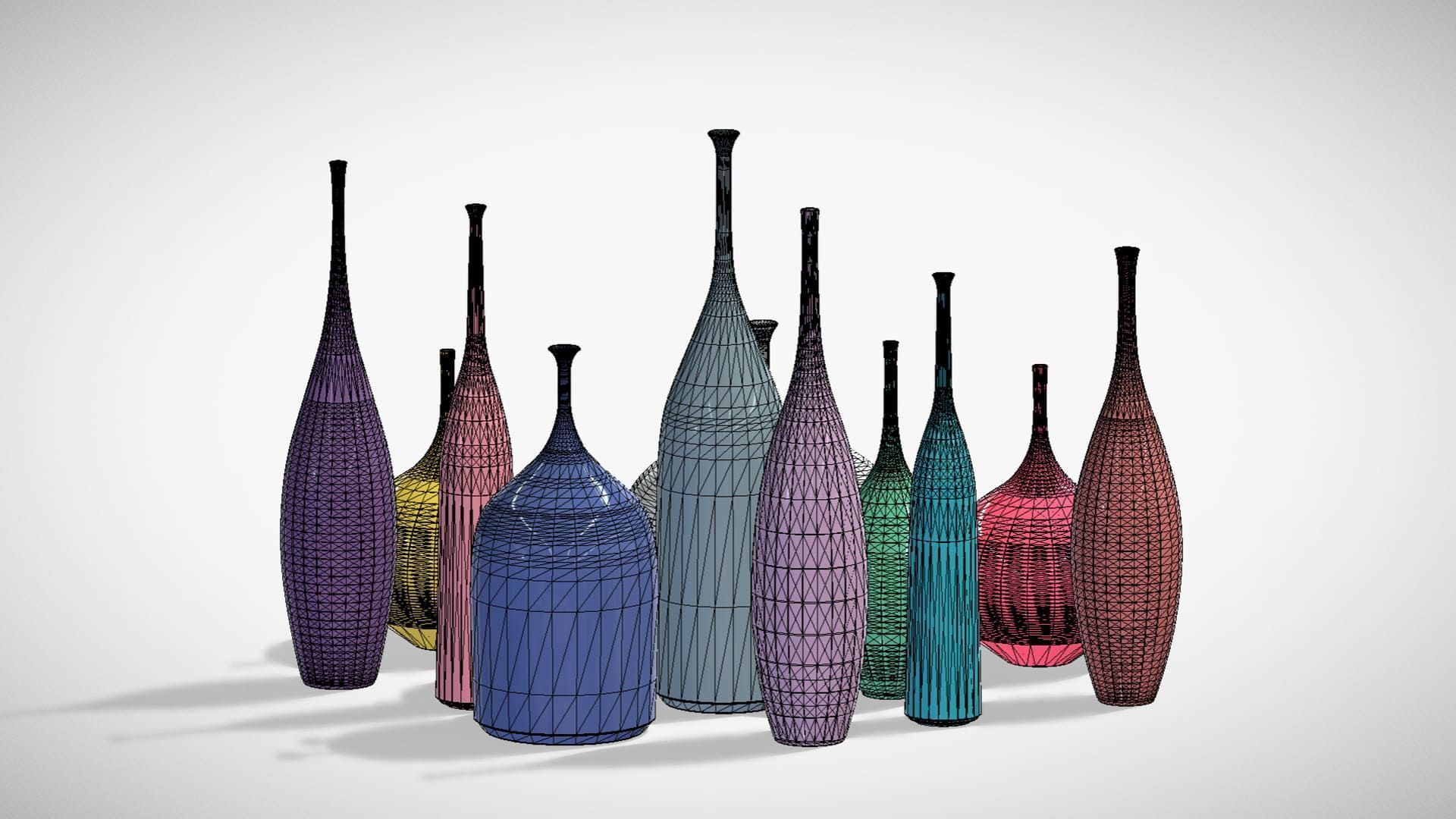 12 Porcelain Vessels Pack- Low Poly Flower Pots Free low-poly 3D model_24