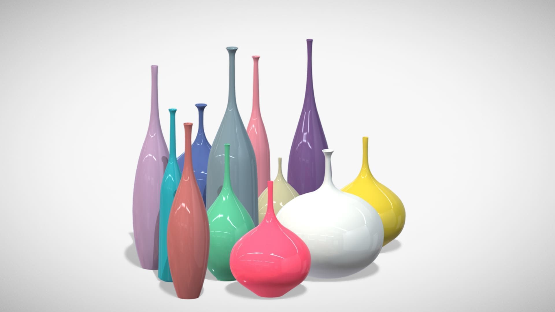12 Porcelain Vessels Pack- Low Poly Flower Pots Free low-poly 3D model_26