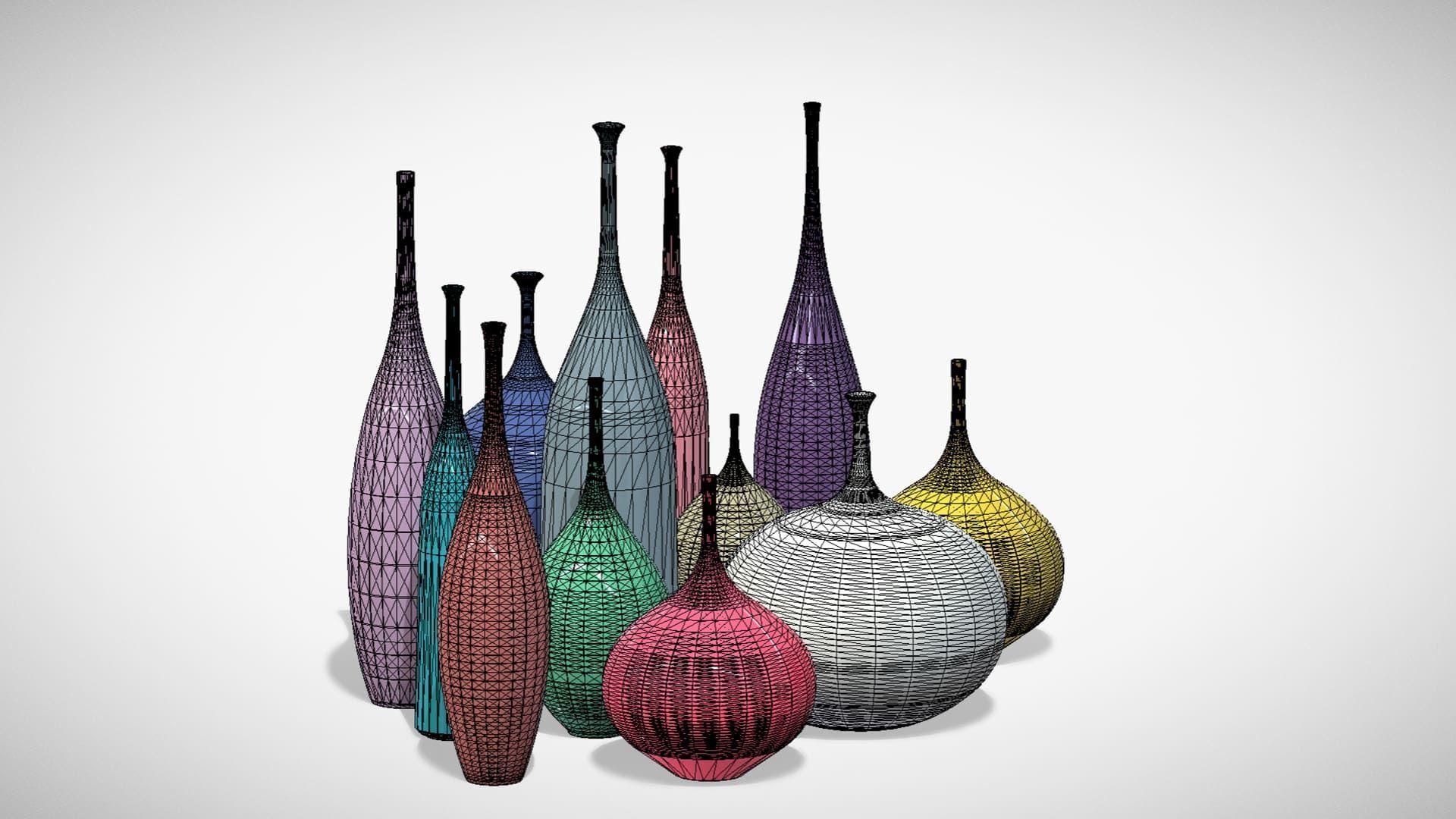 12 Porcelain Vessels Pack- Low Poly Flower Pots Free low-poly 3D model_28