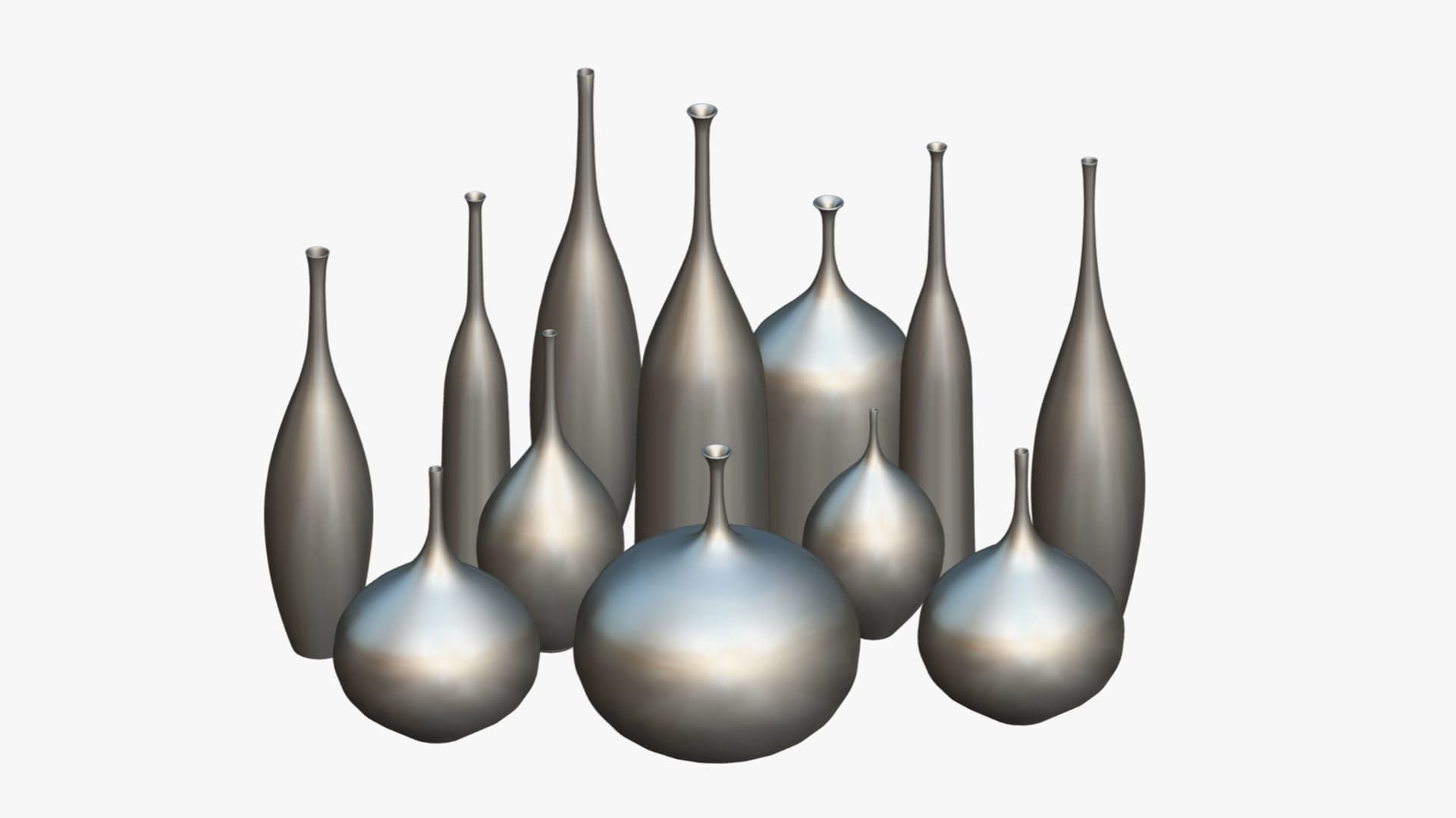 12 Porcelain Vessels Pack- Low Poly Flower Pots Free low-poly 3D model_17