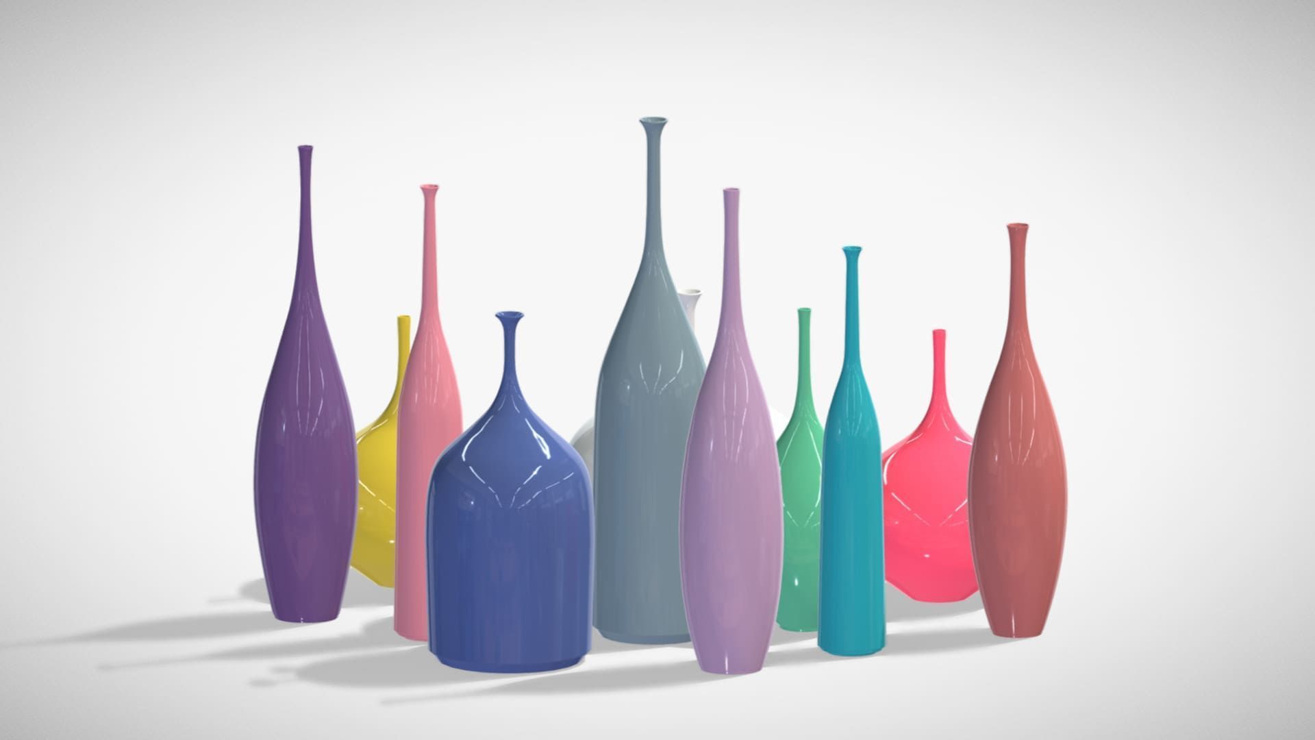 12 Porcelain Vessels Pack- Low Poly Flower Pots Free low-poly 3D model_22