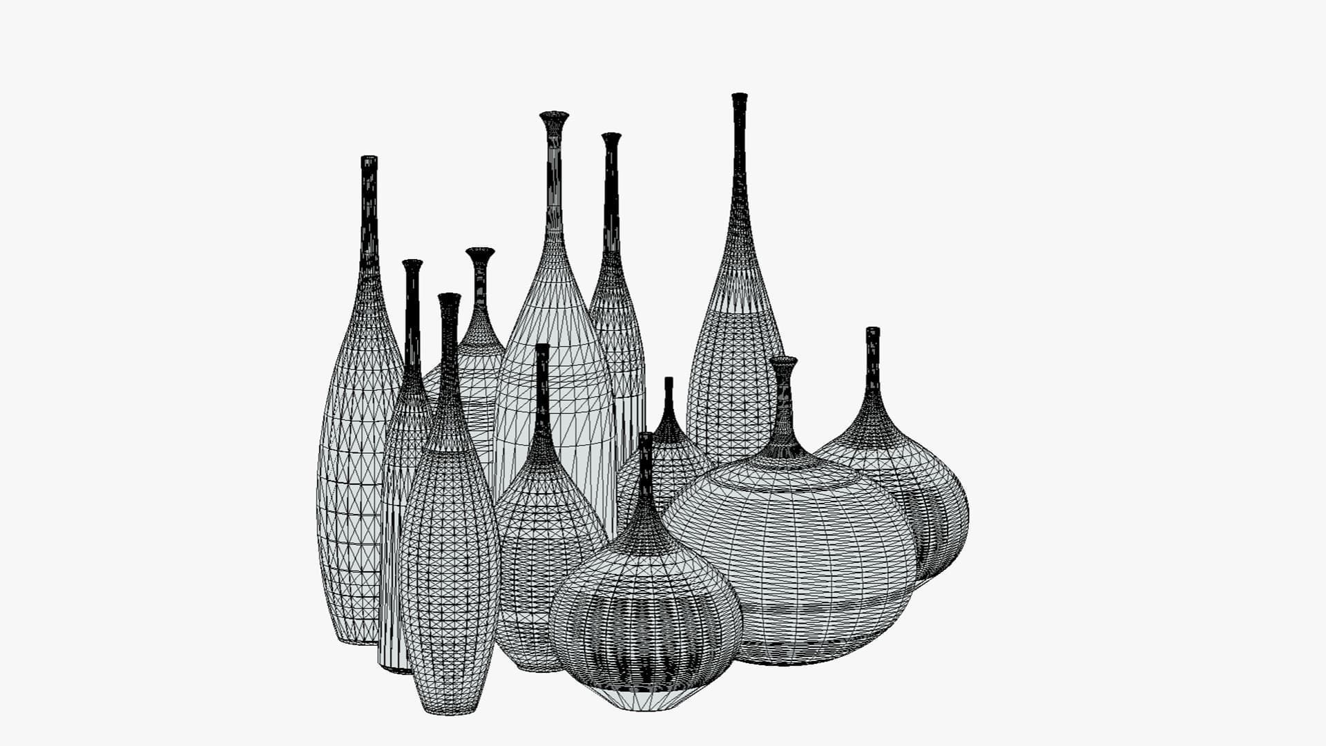 12 Porcelain Vessels Pack- Low Poly Flower Pots Free low-poly 3D model_27