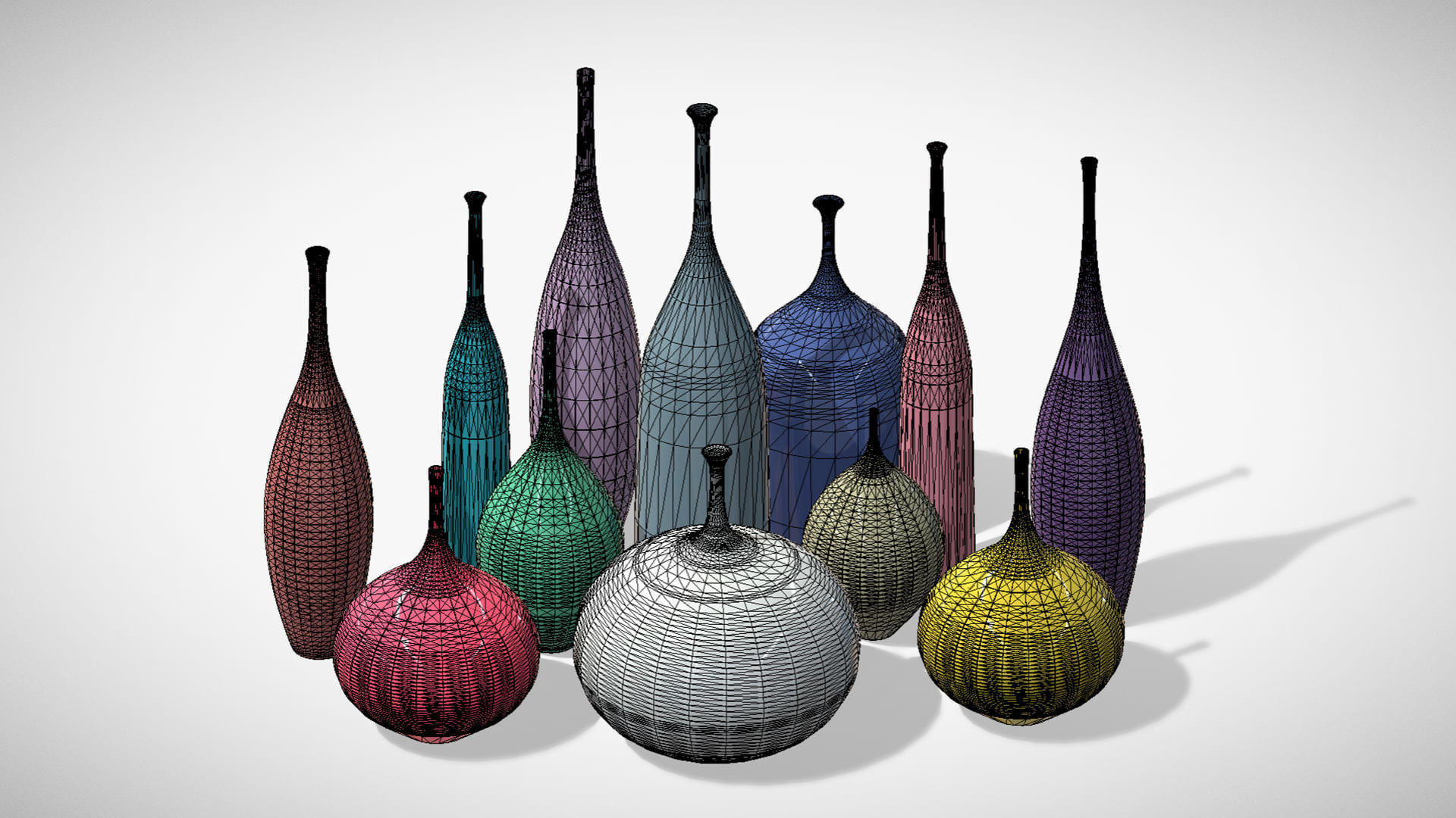12 Porcelain Vessels Pack- Low Poly Flower Pots Free low-poly 3D model_16