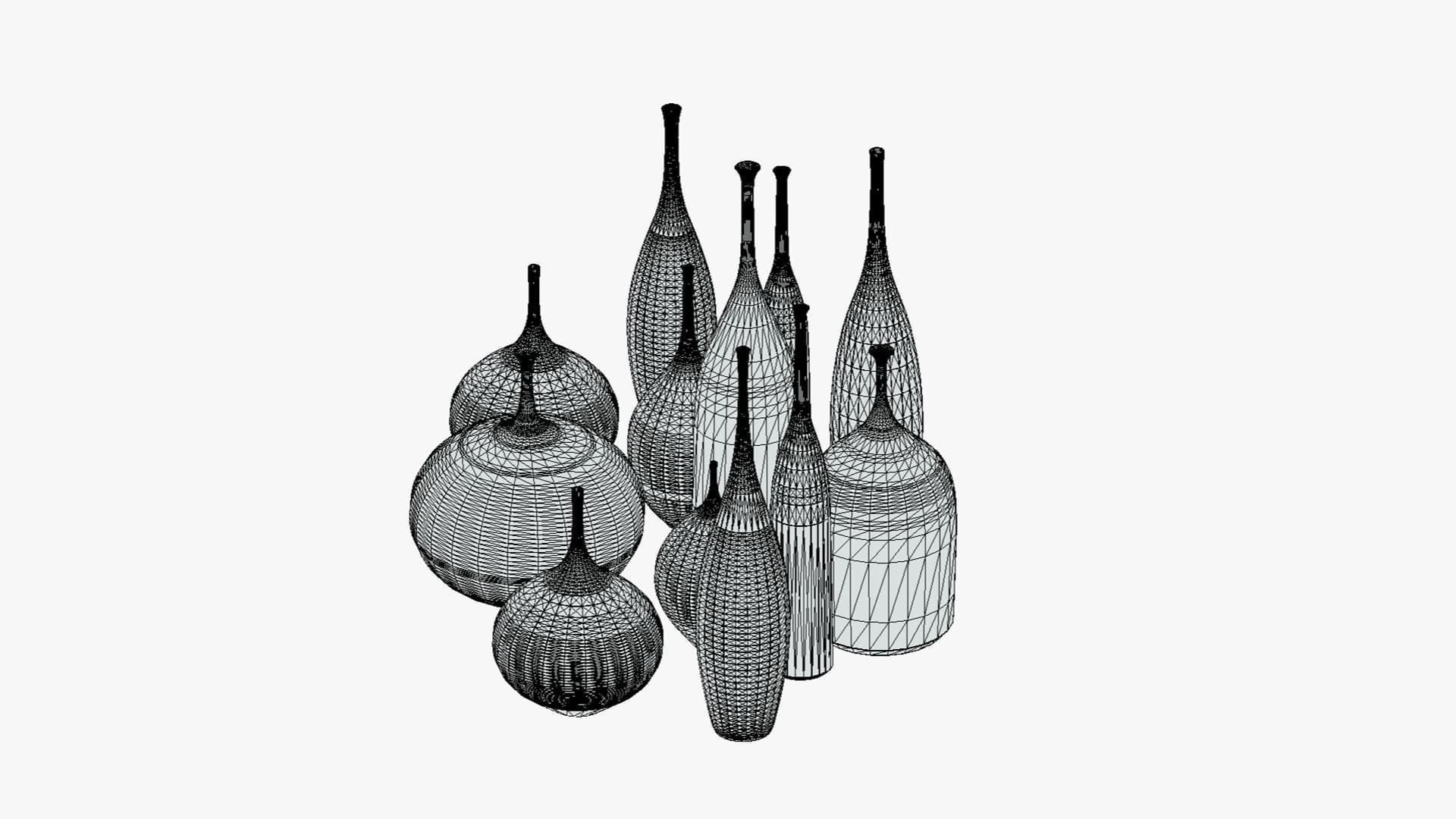 12 Porcelain Vessels Pack- Low Poly Flower Pots Free low-poly 3D model_19