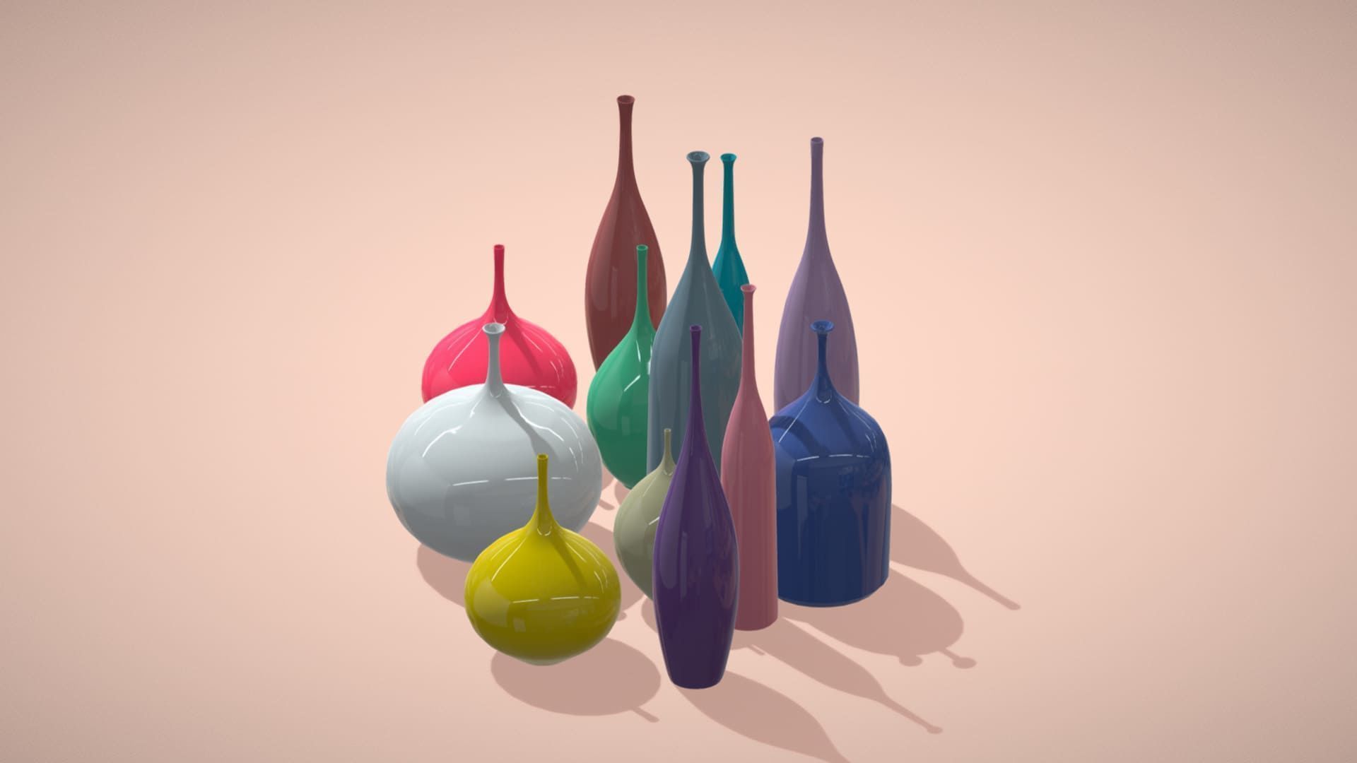 12 Porcelain Vessels Pack- Low Poly Flower Pots Free low-poly 3D model_4