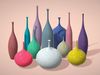 12 Porcelain Vessels Pack- Low Poly Flower Pots Free low-poly 3D model_2