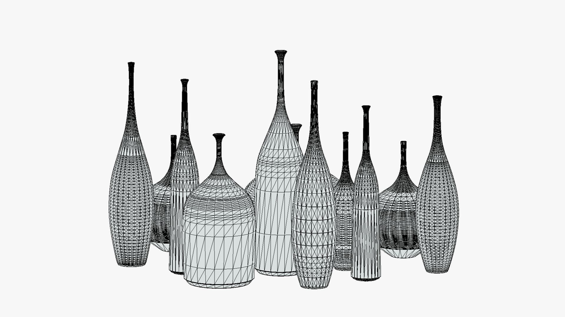 12 Porcelain Vessels Pack- Low Poly Flower Pots Free low-poly 3D model_23