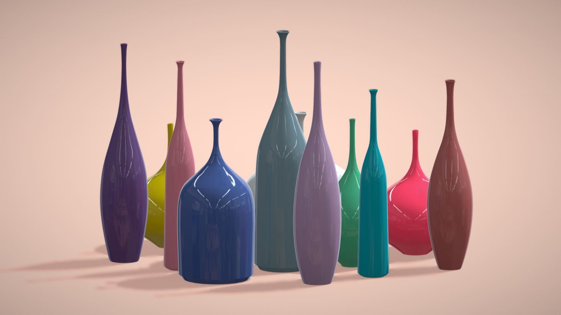 12 Porcelain Vessels Pack- Low Poly Flower Pots Free low-poly 3D model_5