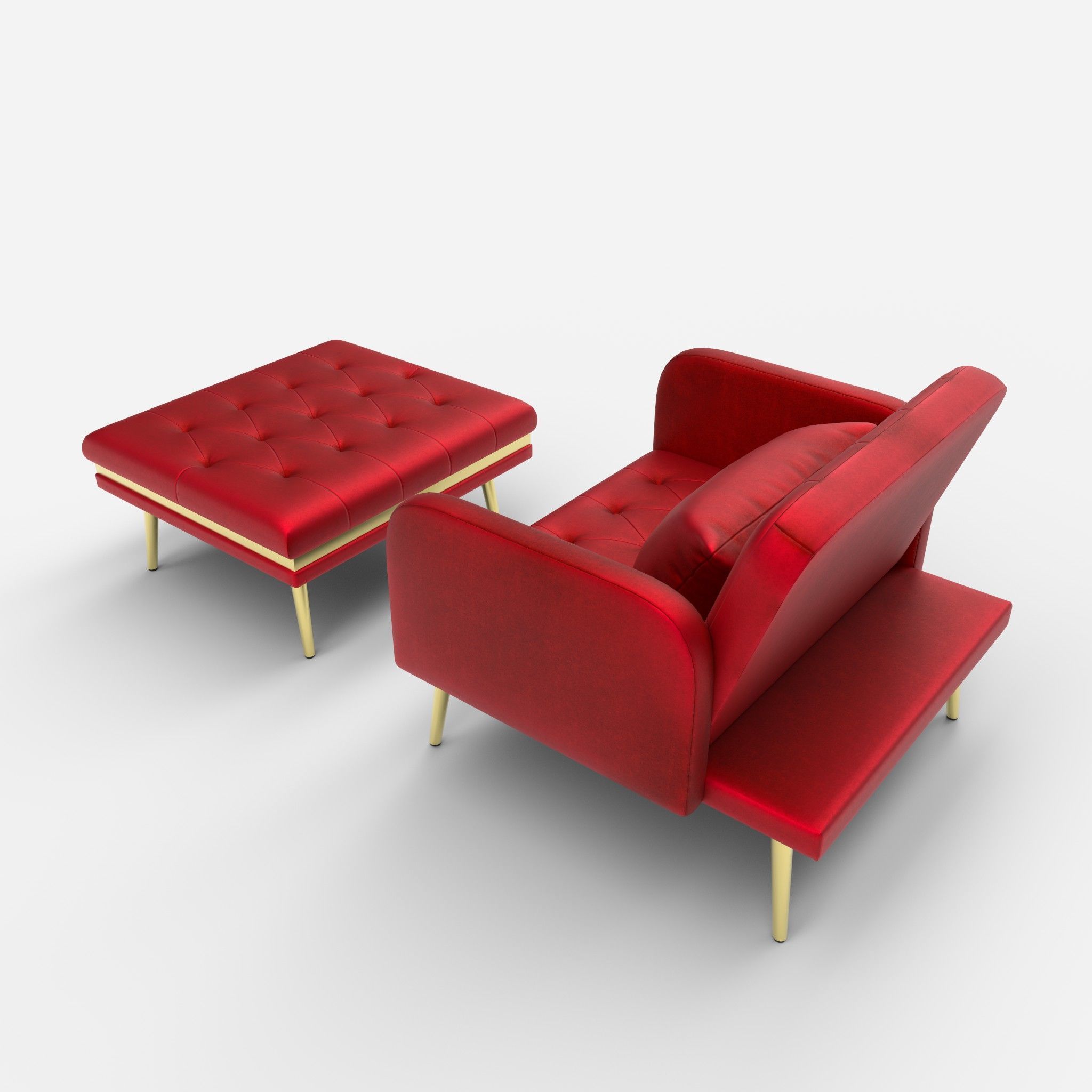 Armchair with footrest 3D model_1