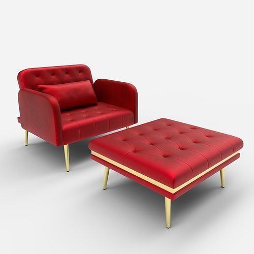 Armchair with footrest 3D model