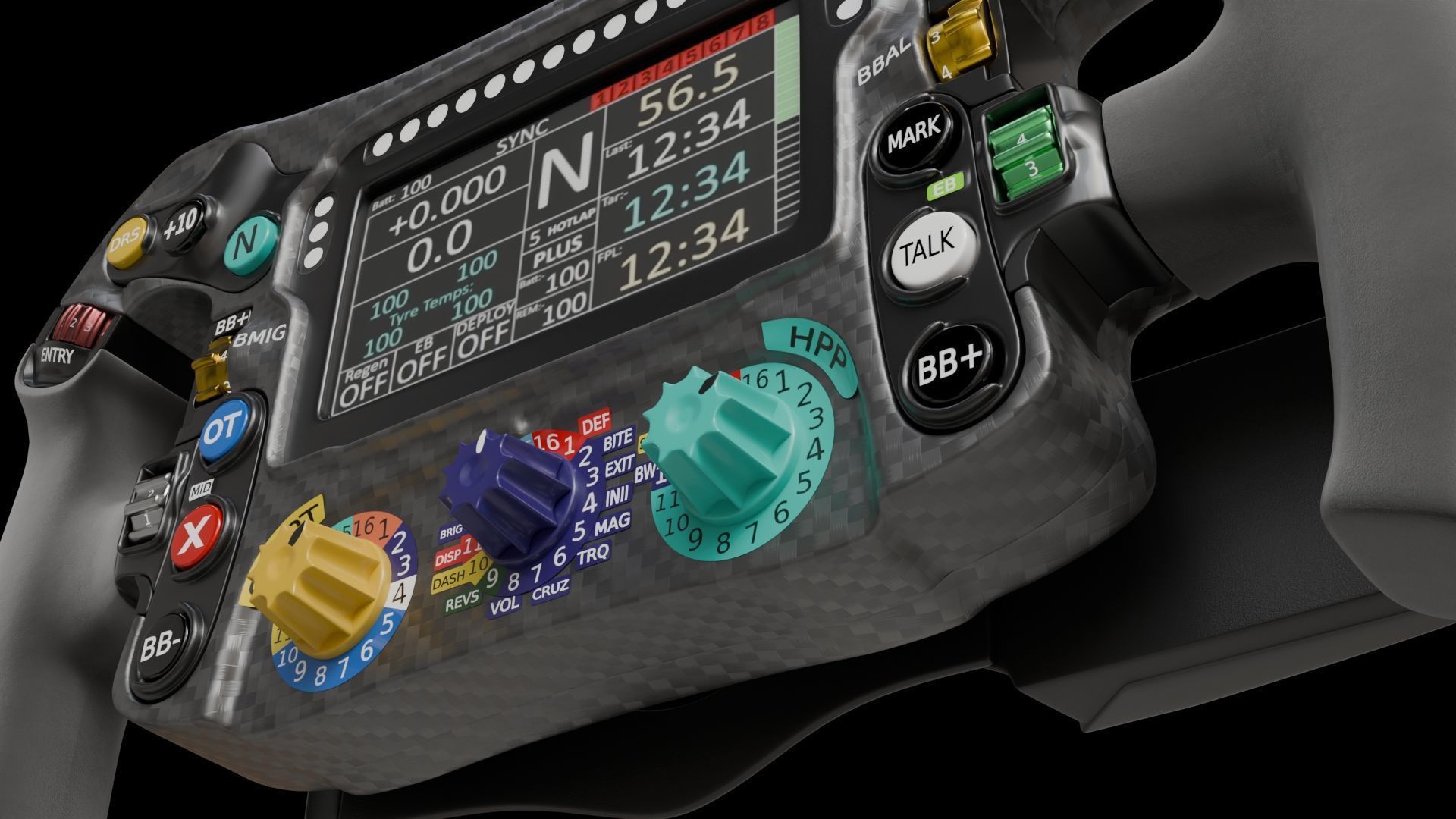 f1 steering wheel 3D model 3D model_8