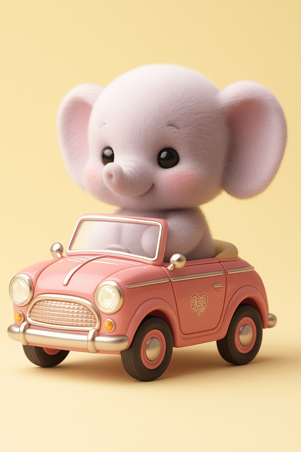 Kawaii Elephant in Vintage Car 3D print model_1