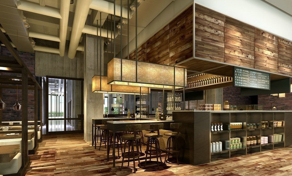 Model Modern Restaurant Interior Brick Walls Wooden 1 Modern Restaurant Interior Brick Walls Wooden Decor 2017 Model Max Obj Mtl Tga 2