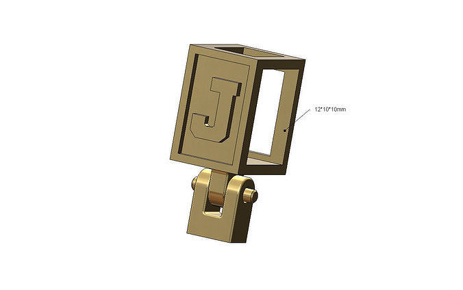 J letter varsity font 12x10x10mm enamel bail link 3D print model