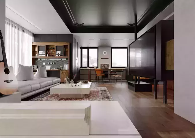 luxury living room dining room interior scenes  35