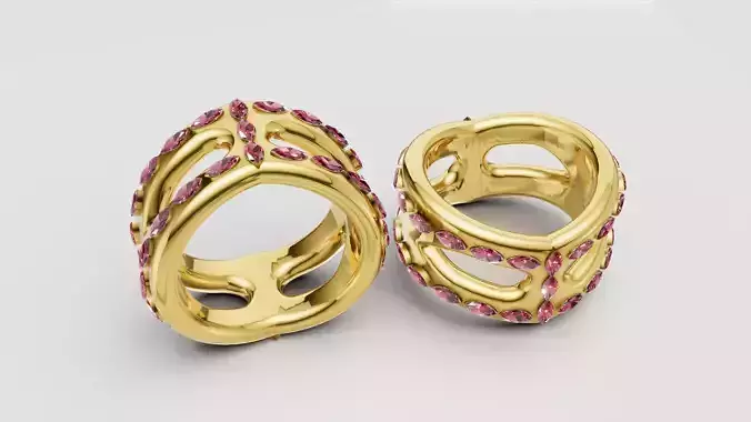 gold openwork ring 3D printable model   3D print model