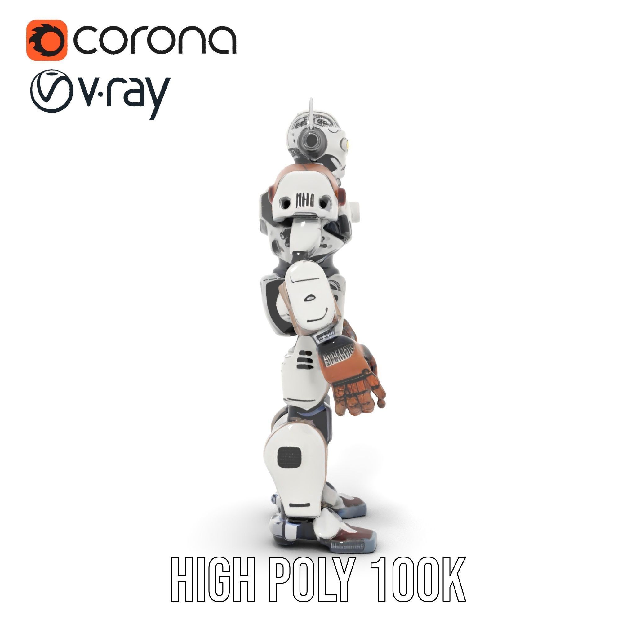 CyberBot Mechanical Robot Rigged and Animated Low-poly 3D model_20