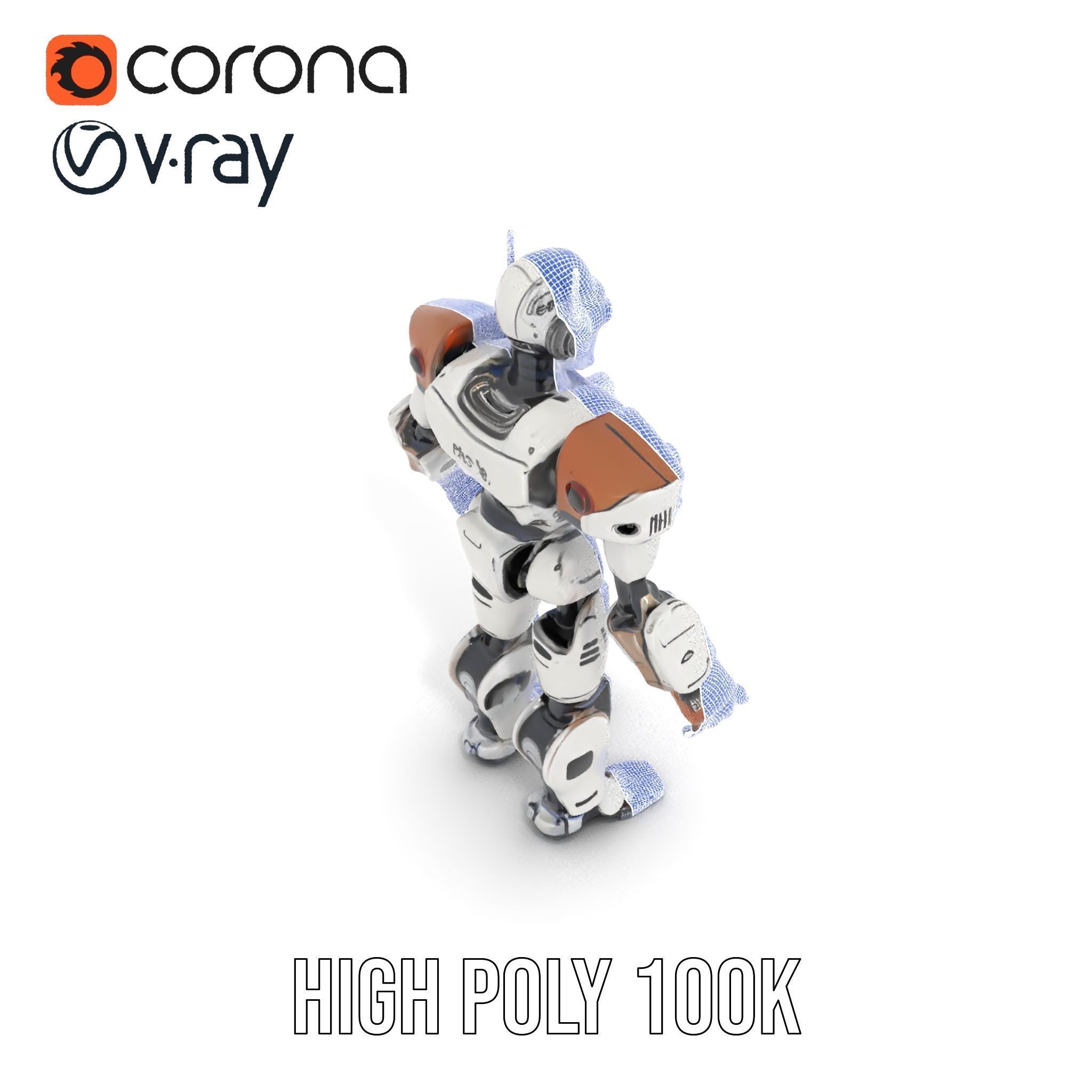 CyberBot Mechanical Robot Rigged and Animated Low-poly 3D model_14
