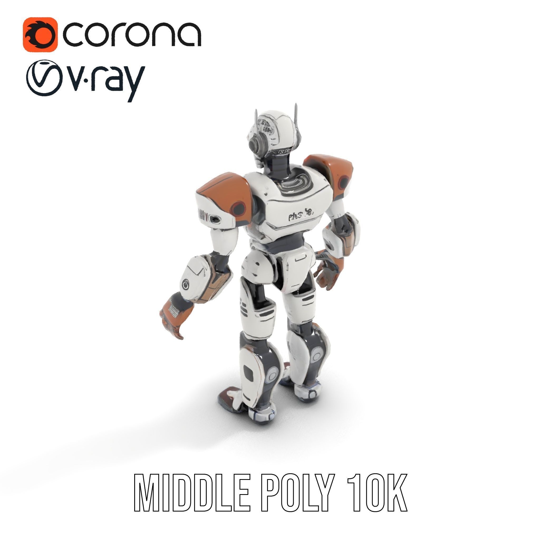 CyberBot Mechanical Robot Rigged and Animated Low-poly 3D model_15