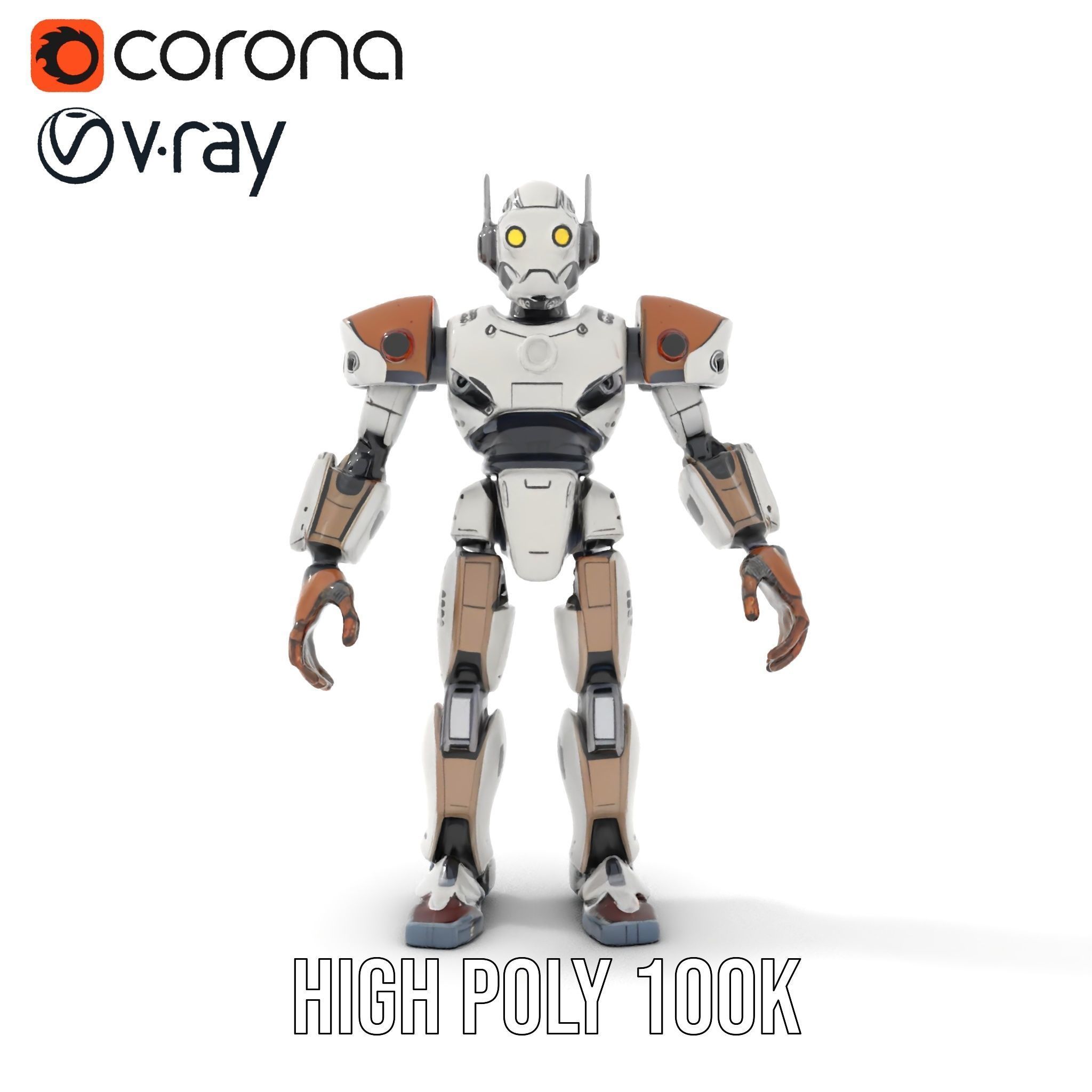 CyberBot Mechanical Robot Rigged and Animated Low-poly 3D model_11