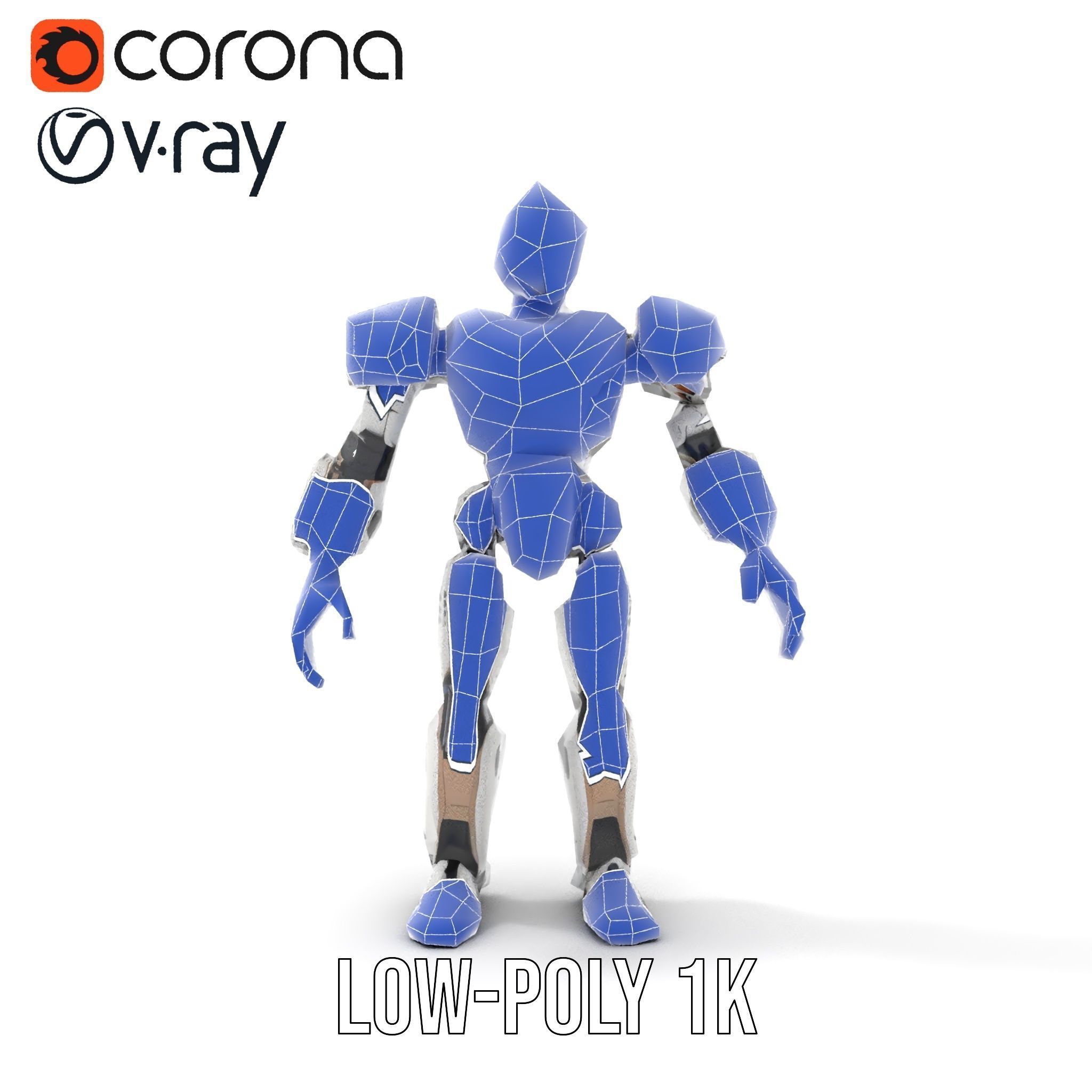 CyberBot Mechanical Robot Rigged and Animated Low-poly 3D model_16